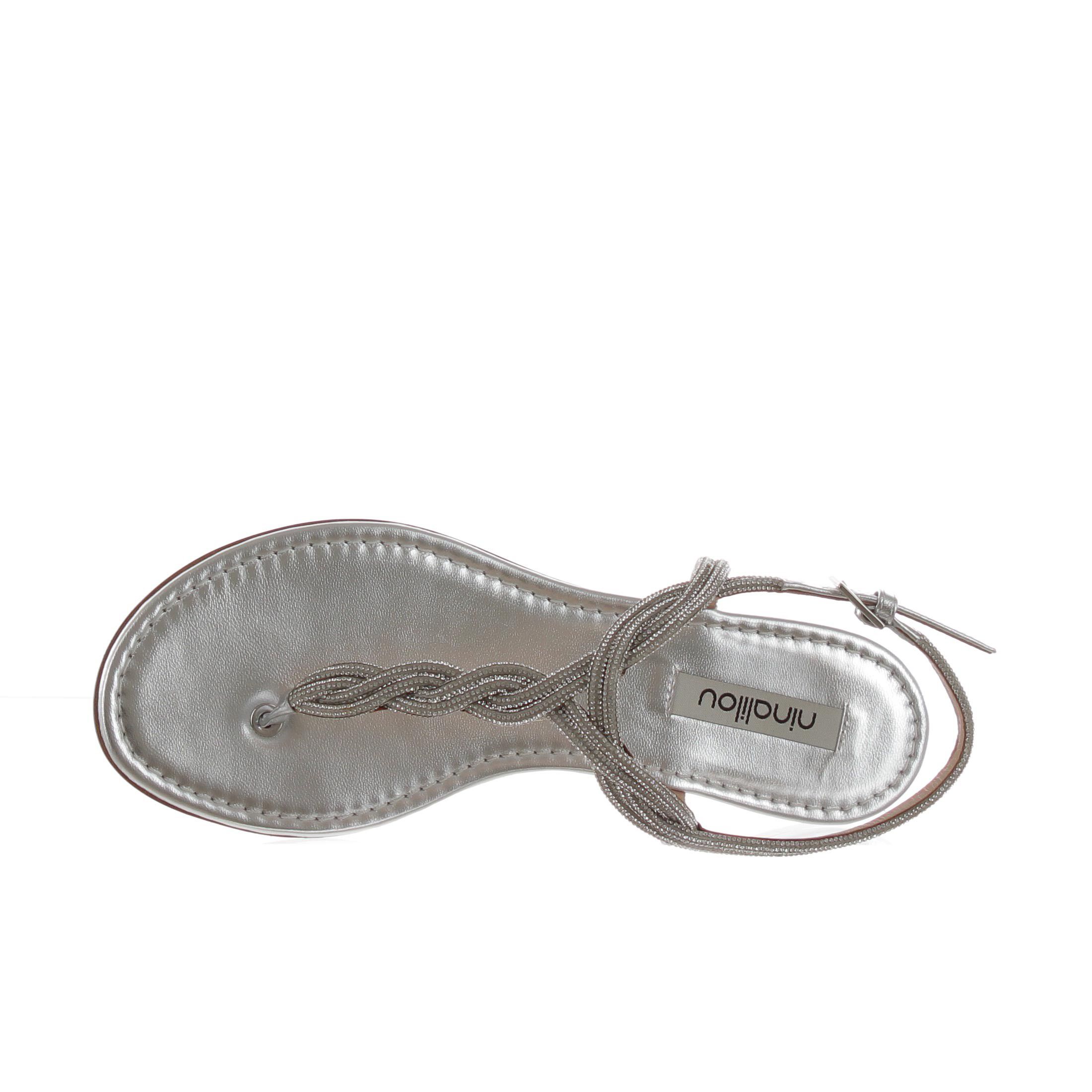 Ninalilou infradito elisa in nappa laminata con strass da donna