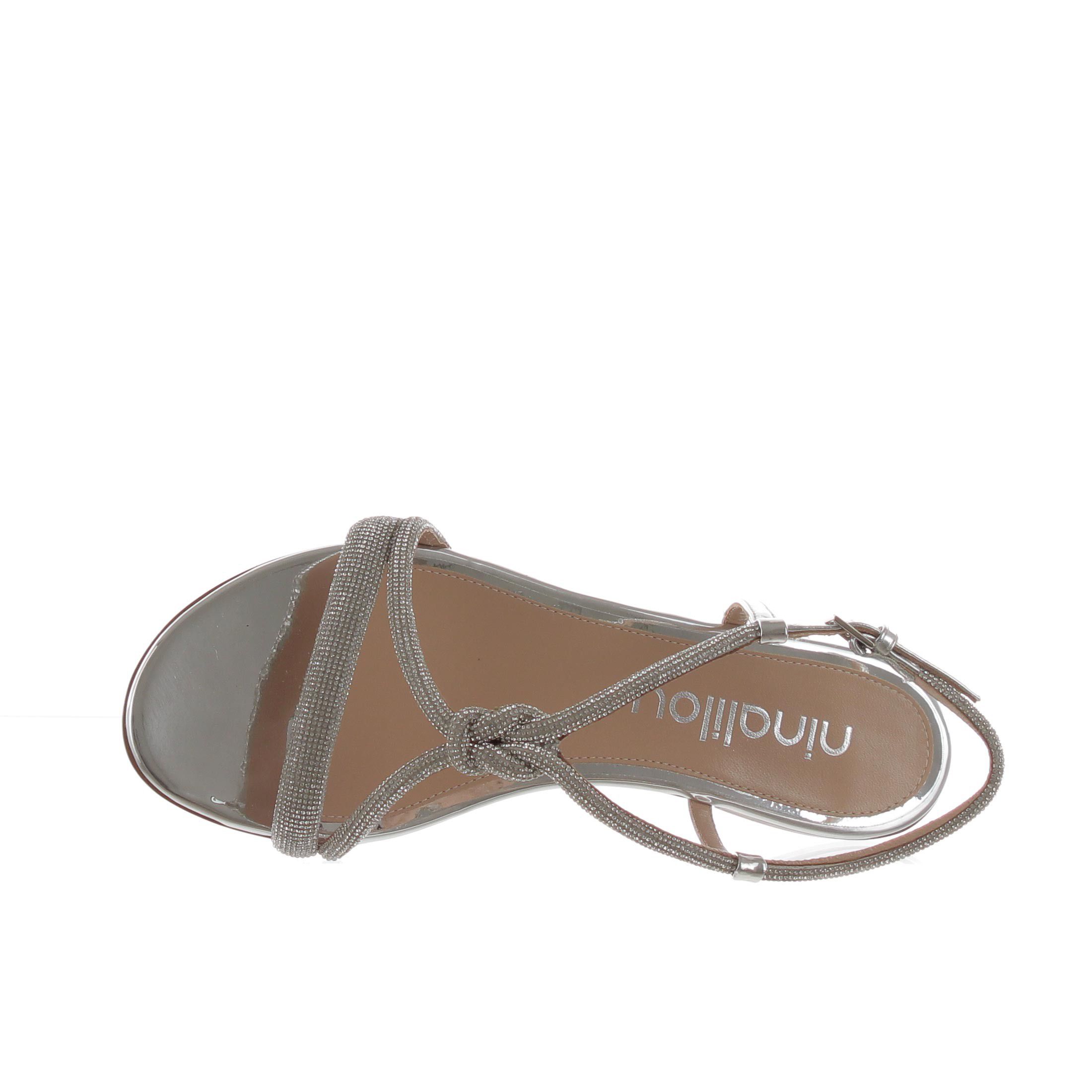 Ninalilou sandalo elisa in pelle specchiata con strass da donna