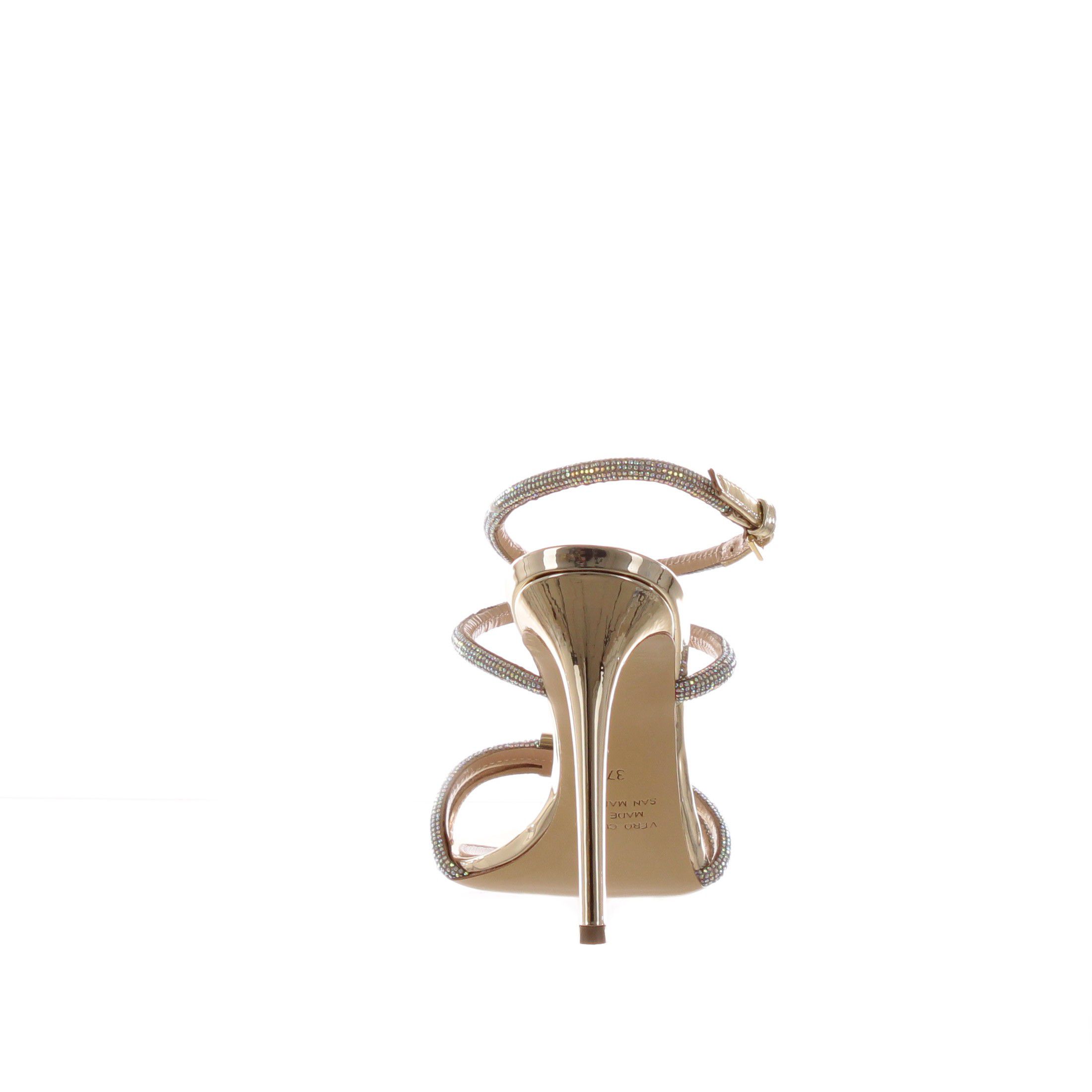 Ninalilou sandalo peak in pelle metallizzata con strass da donna