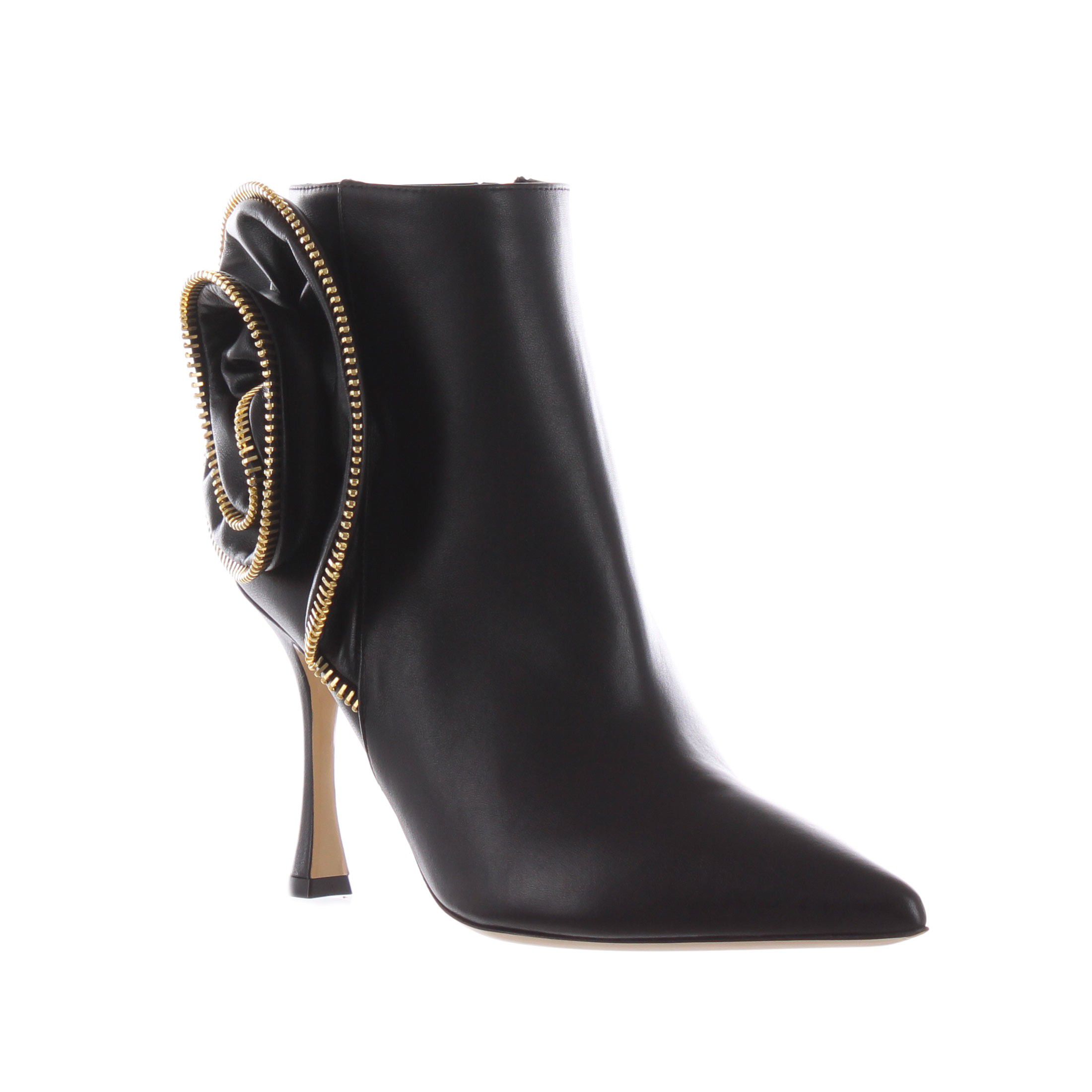 Ninalilou stivaletto in nappa con fiore con zip decorativa da donna
