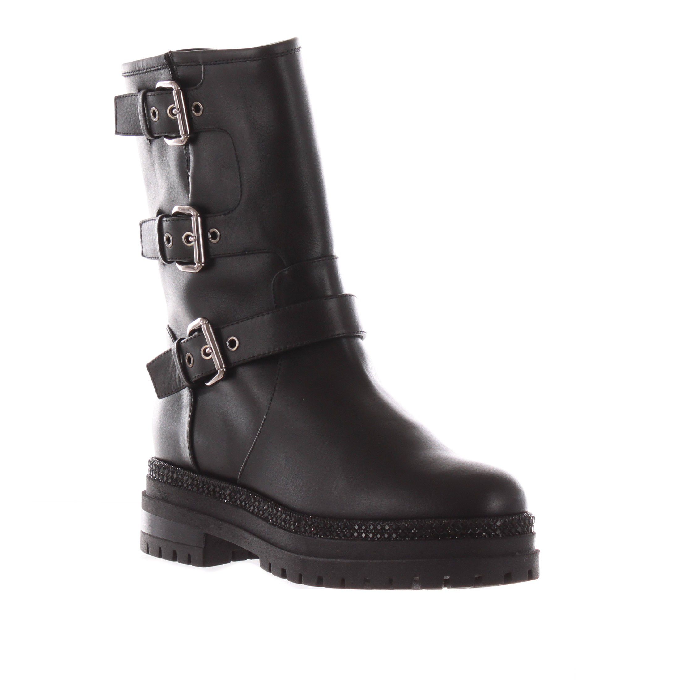 Ninalilou stivaletto in pelle con fibbie da donna