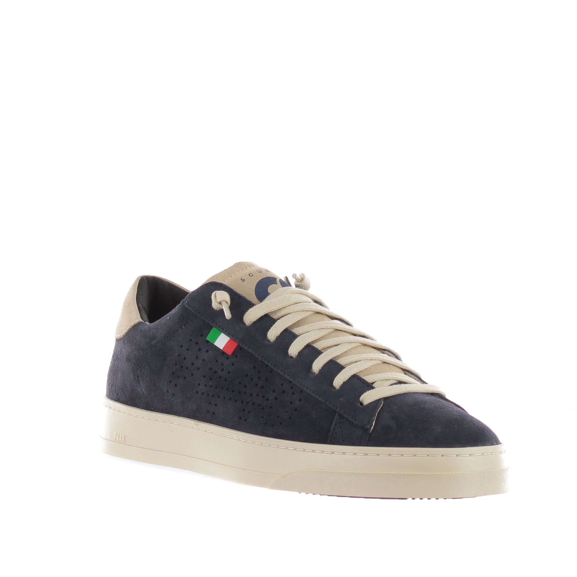P448 sneaker in camoscio con logo traforato da uomo