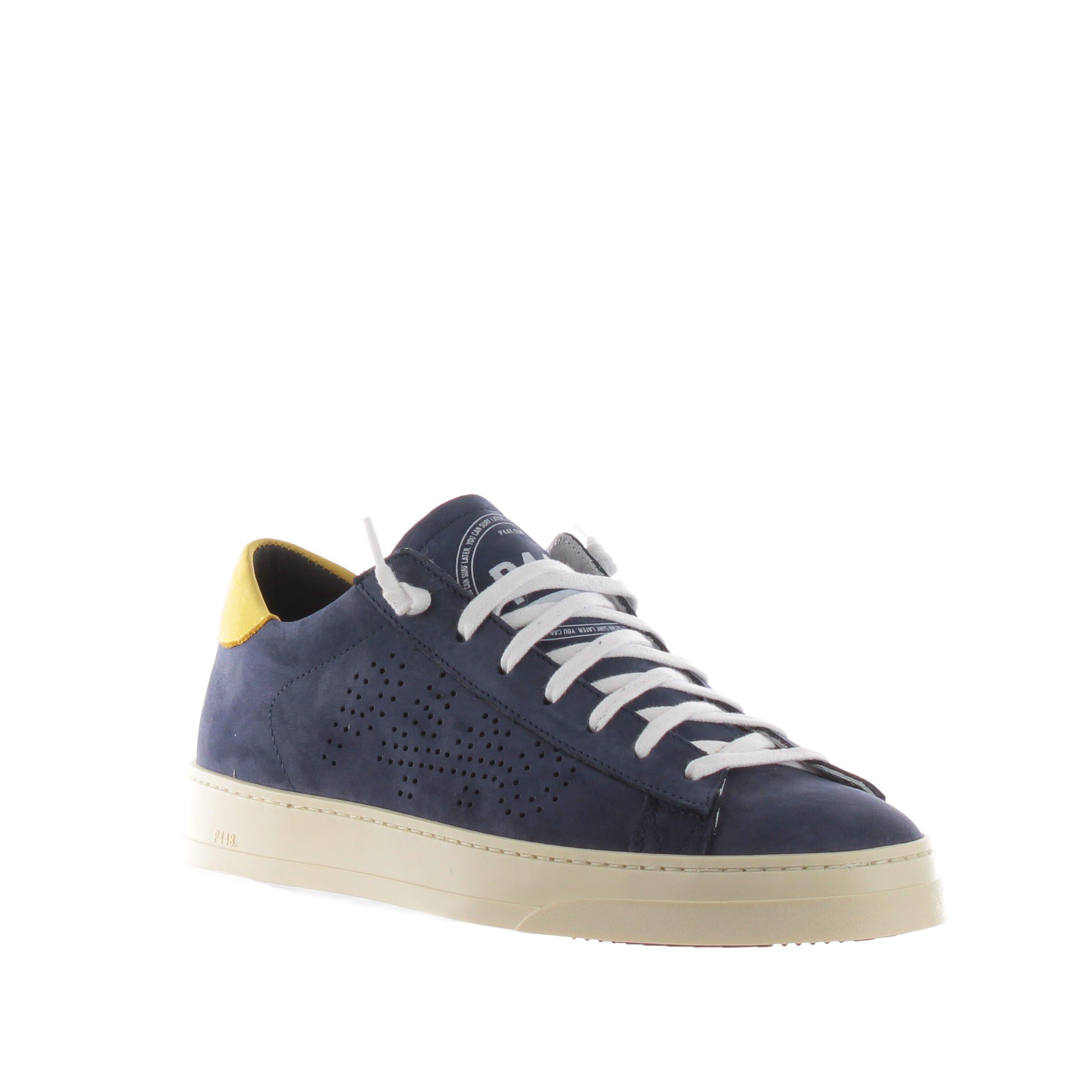 P448 sneaker in nabuk con logo traforato da uomo