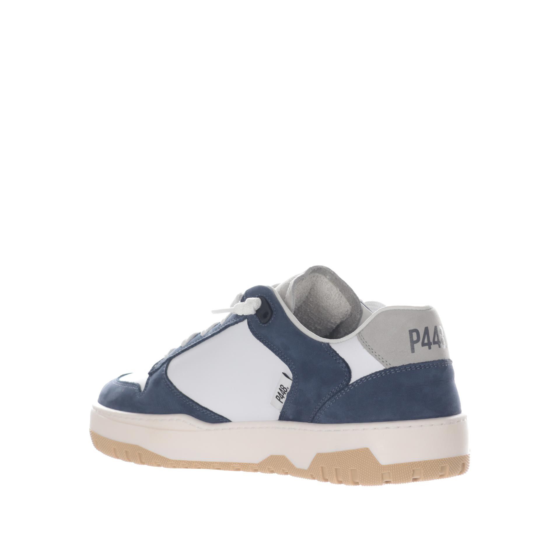 P448 sneaker in pelle con logo traforato da uomo