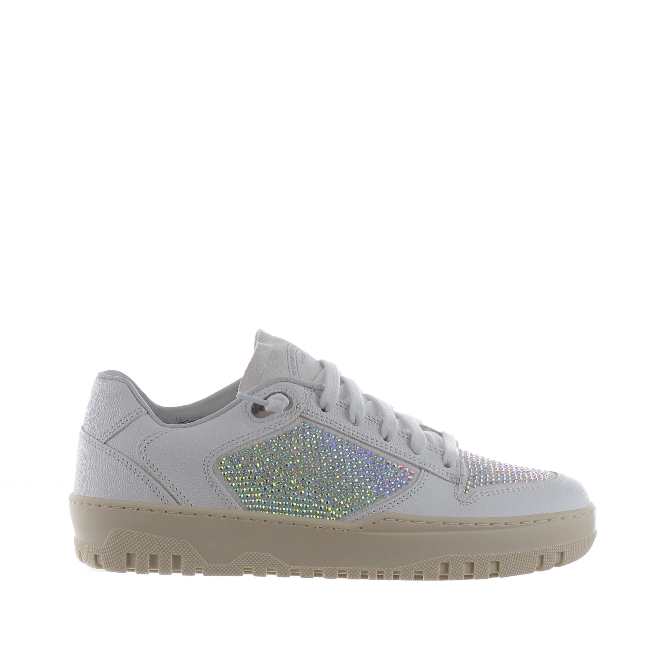 P448 sneaker in pelle con strass da donna