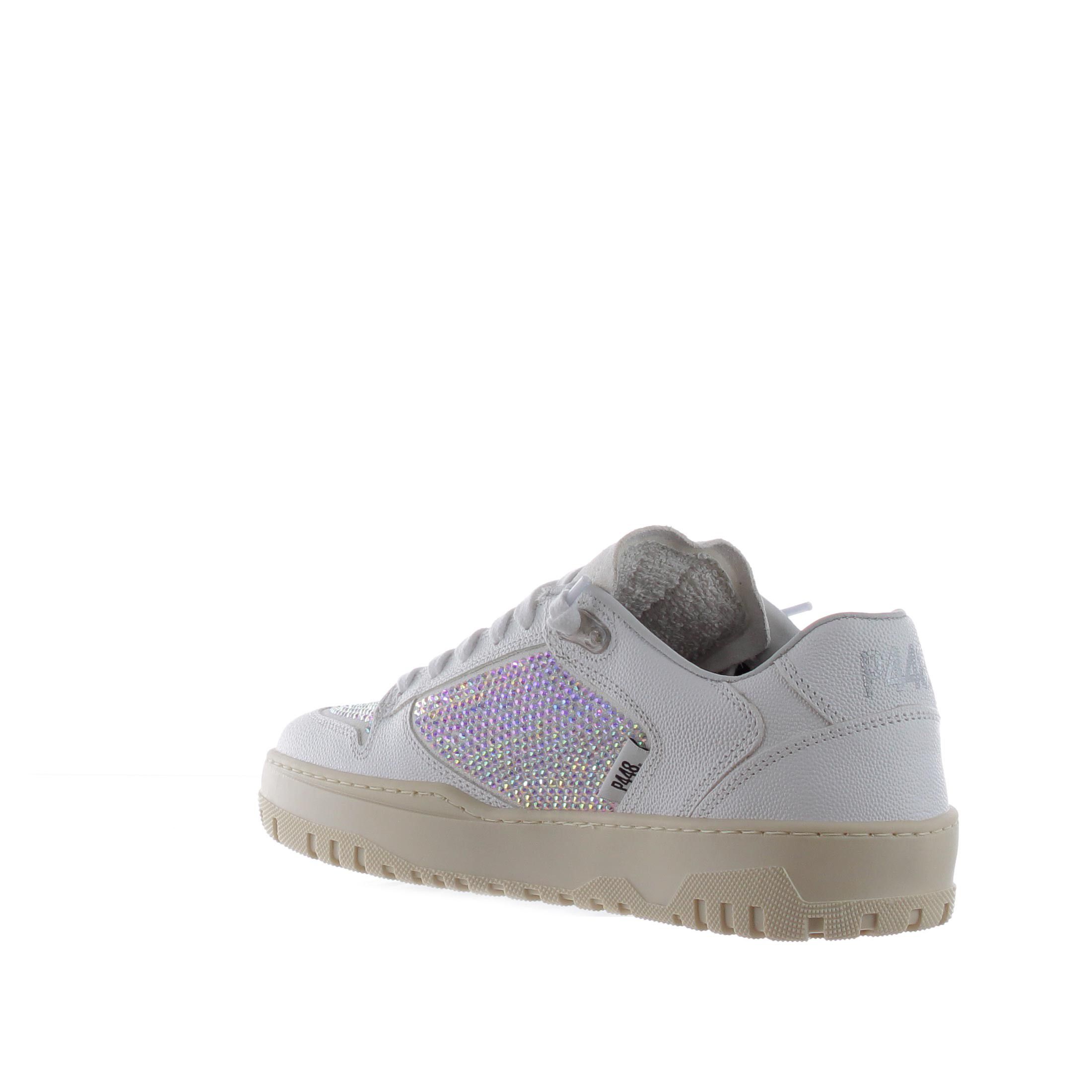 P448 sneaker in pelle con strass da donna