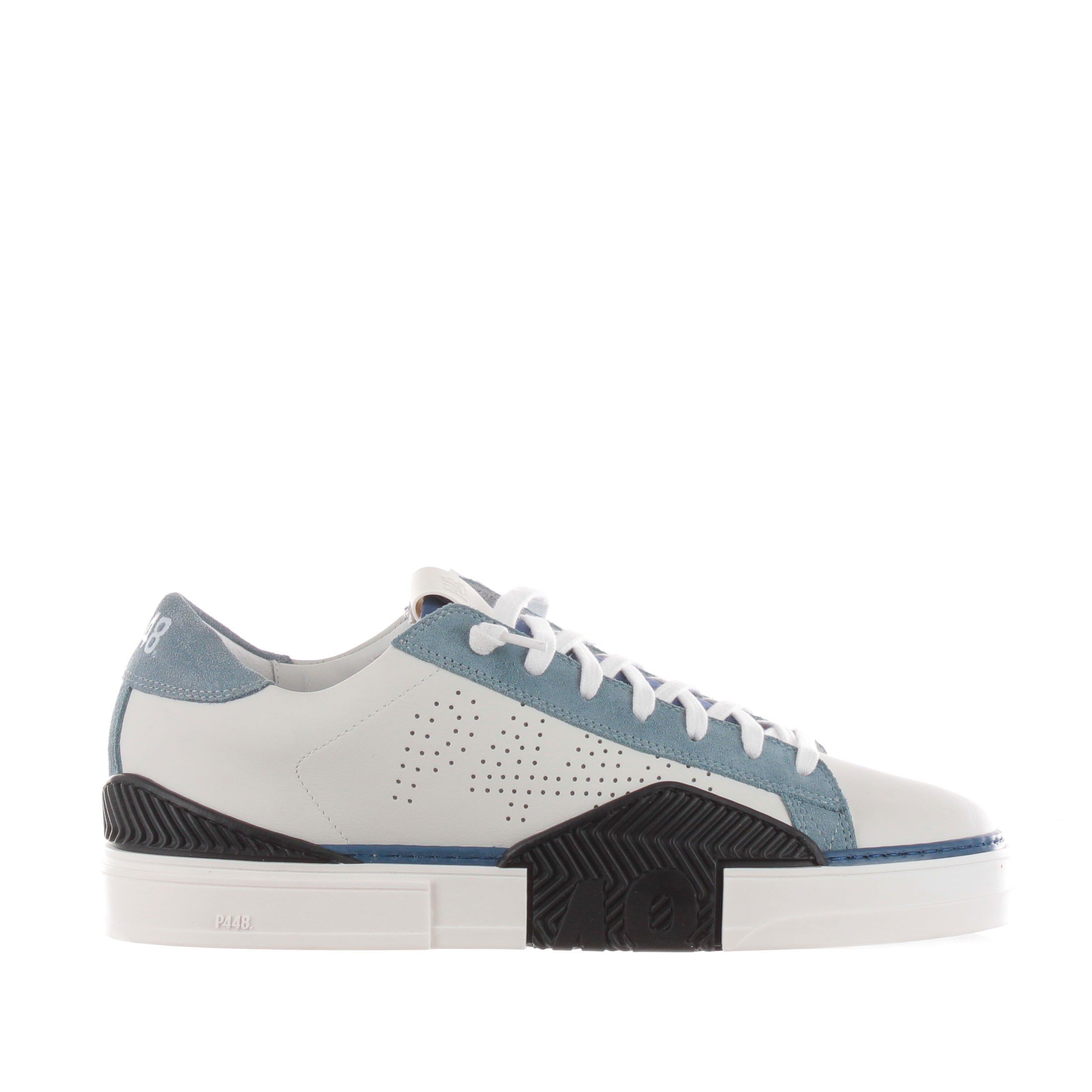 P448 sneaker in pelle e camoscio con logo traforato da uomo