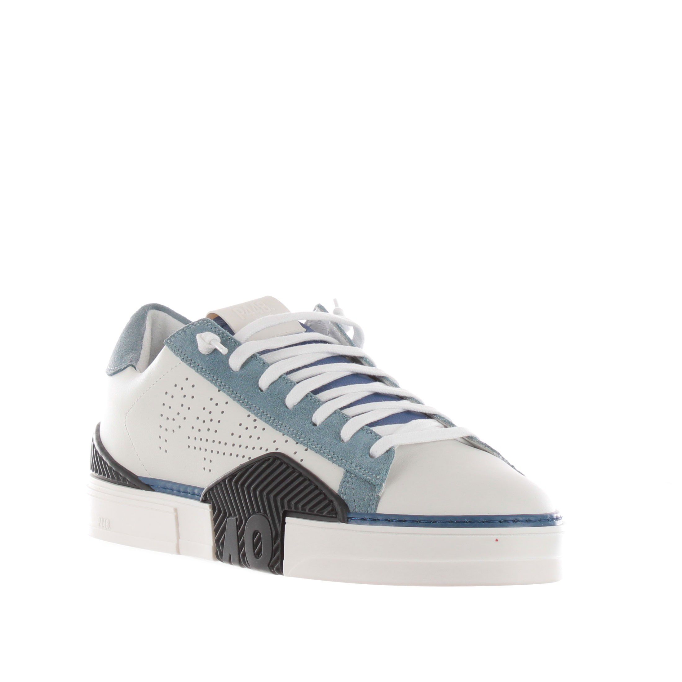 P448 sneaker in pelle e camoscio con logo traforato da uomo
