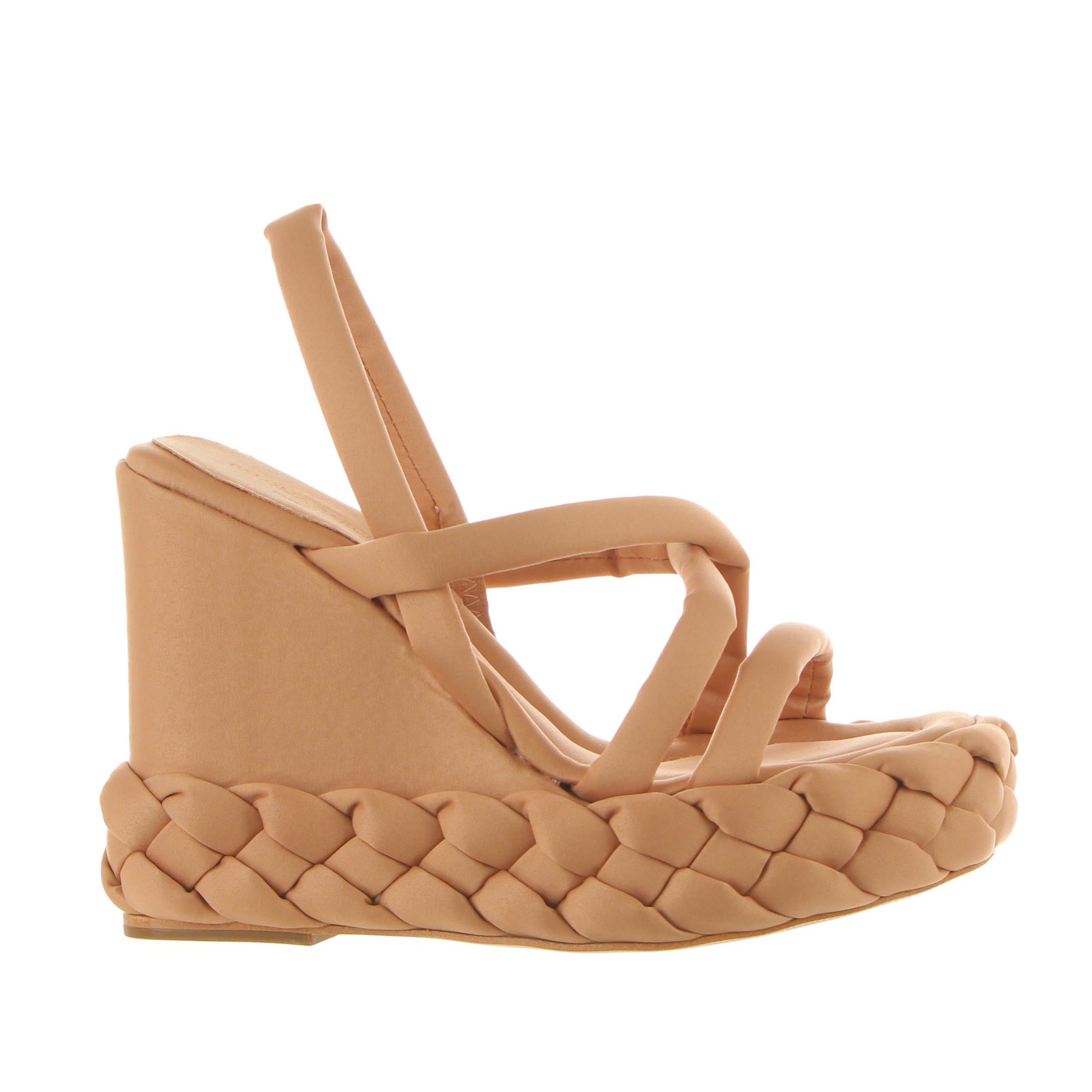 Paloma barcelo' sandalo con zeppa taila in satin da donna