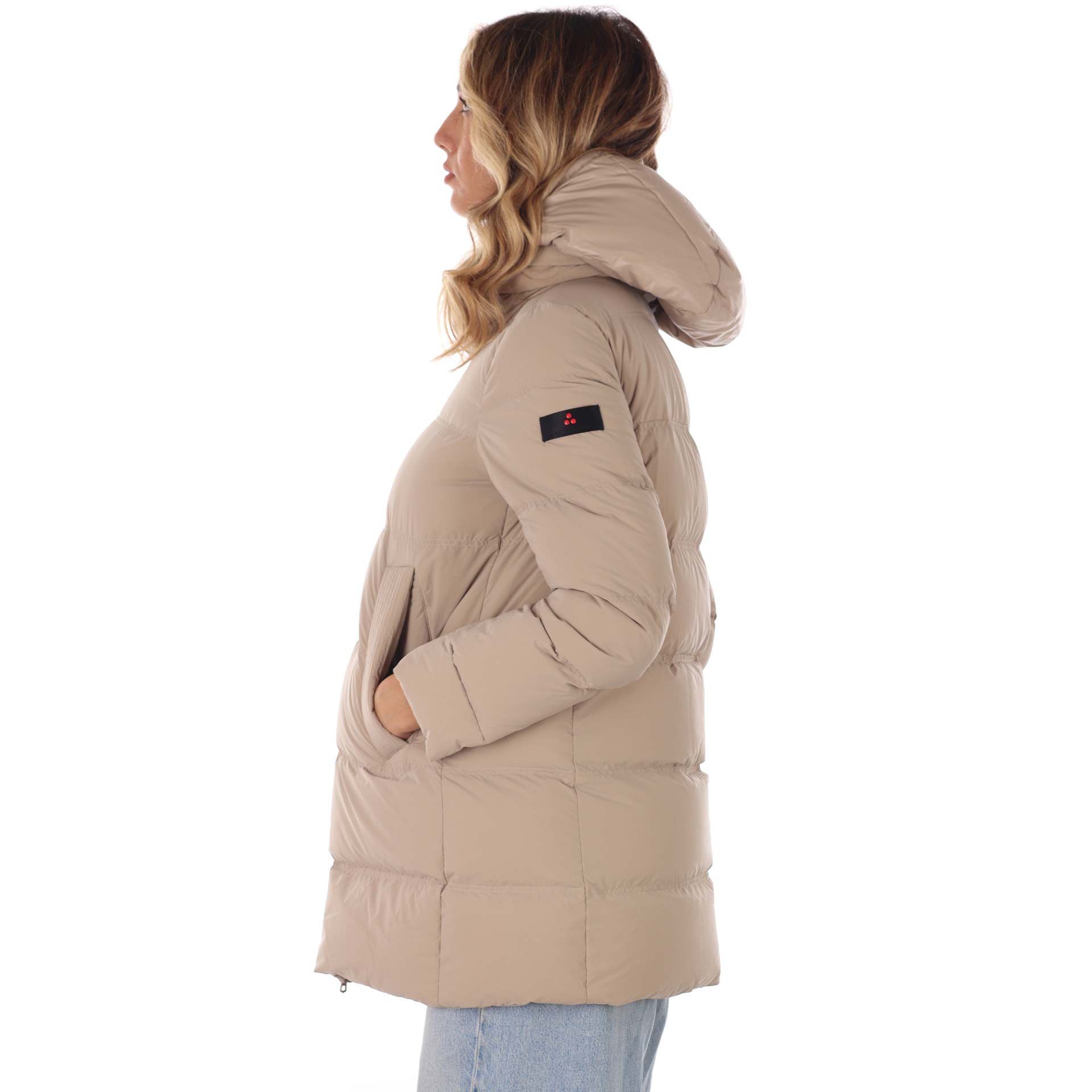 Peuterey piumino con cappuccio in contrasto materiale da donna