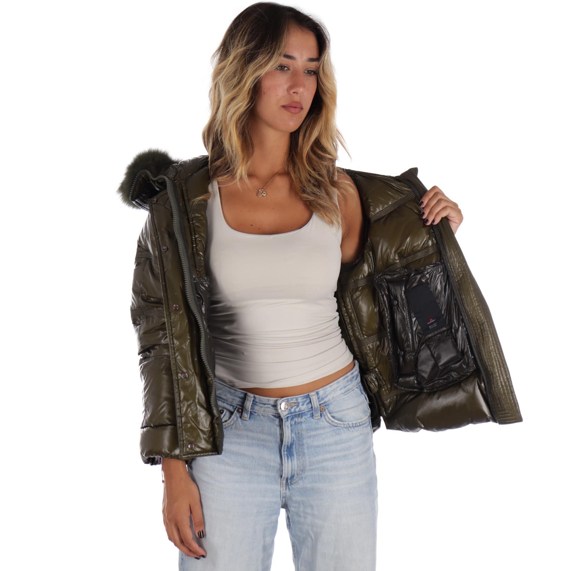 Peuterey piumino lucido takan in nylon ripstop da donna