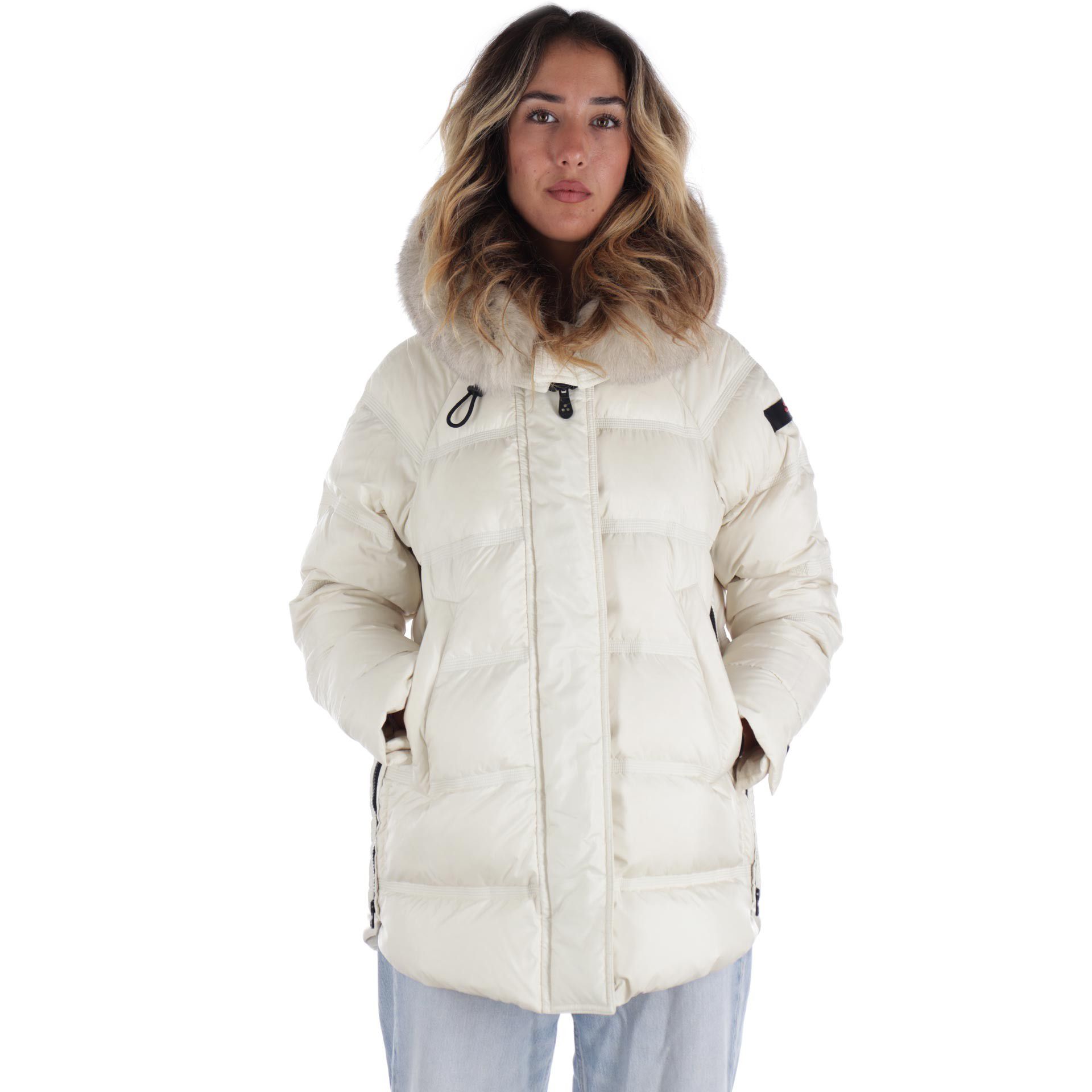 Peuterey puffer jacket tackat con bordo in pelliccia da donna