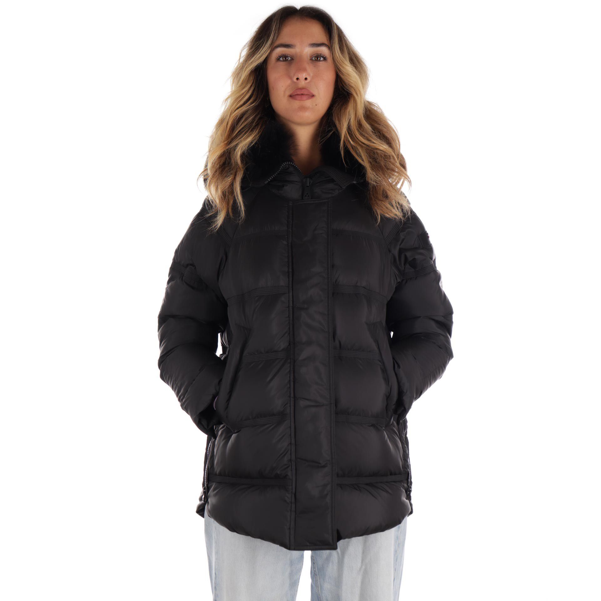 Peuterey puffer jacket takan con bordo in pelliccia da donna