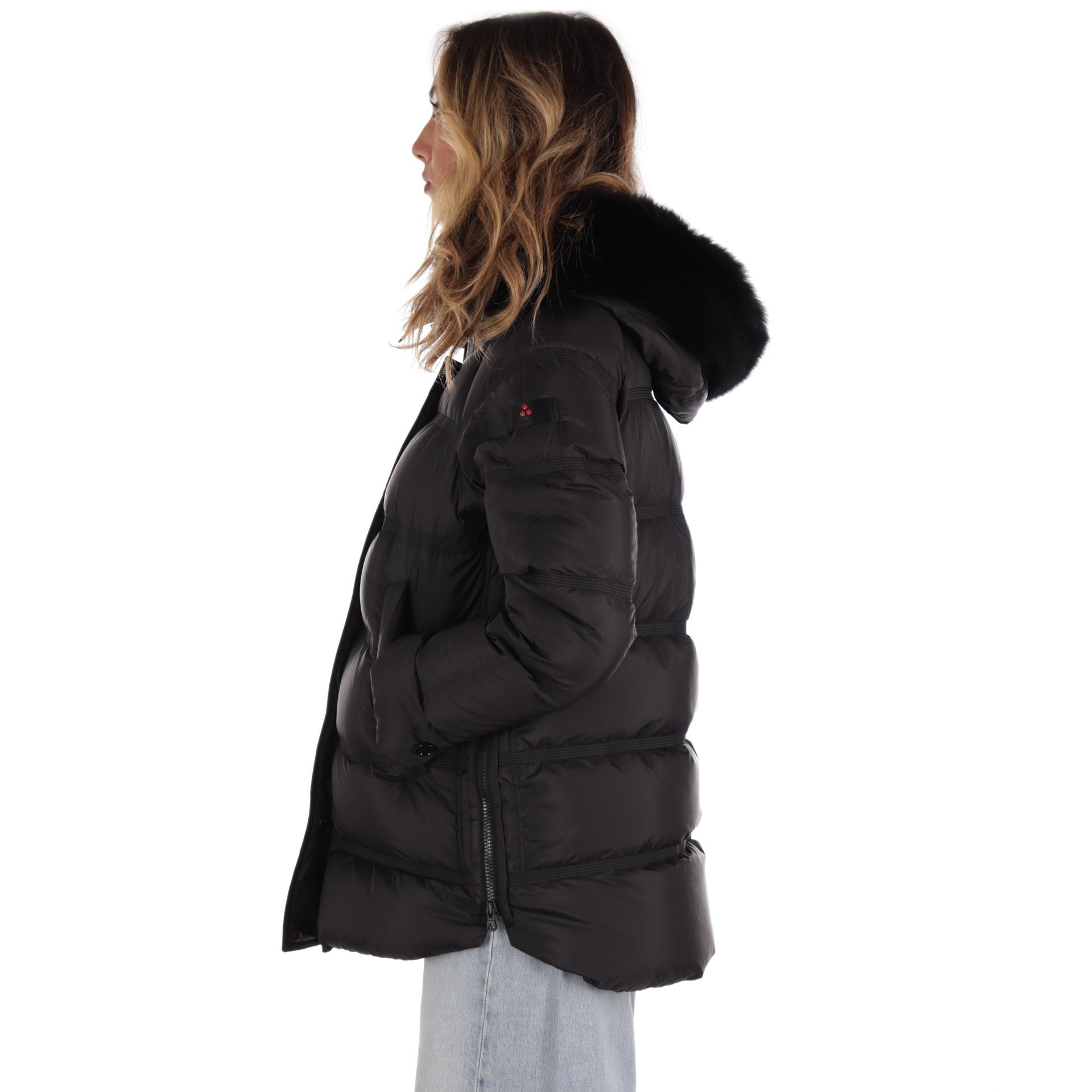 Peuterey puffer jacket takan con bordo in pelliccia da donna