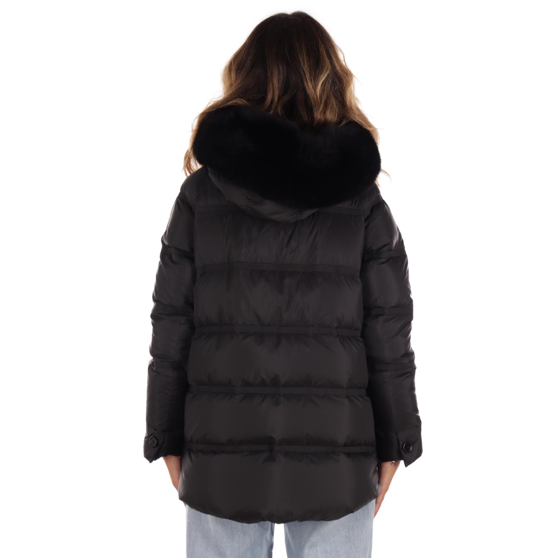 Peuterey puffer jacket takan con bordo in pelliccia da donna