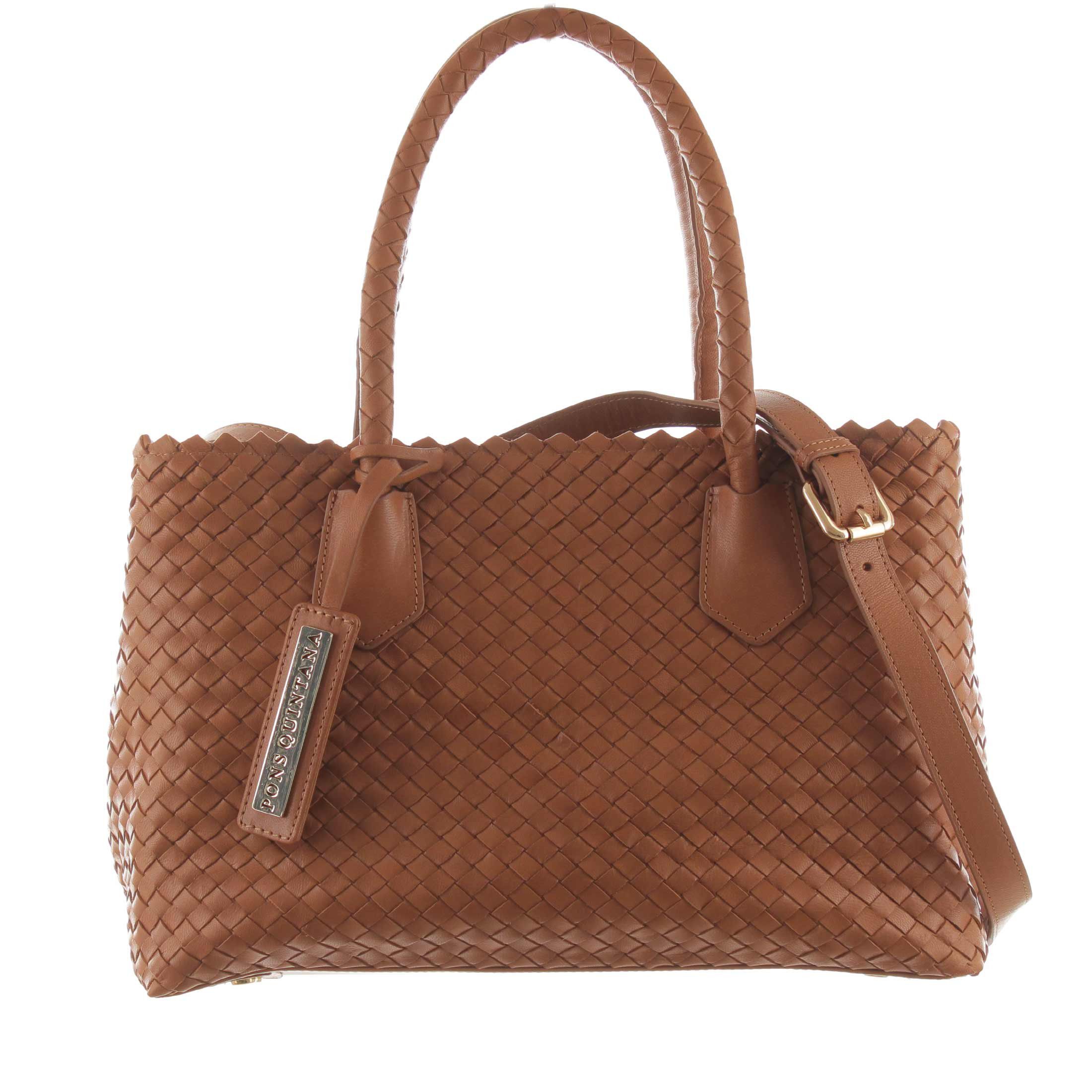 Pons quintana borsa shopping in pelle intrecciata da donna