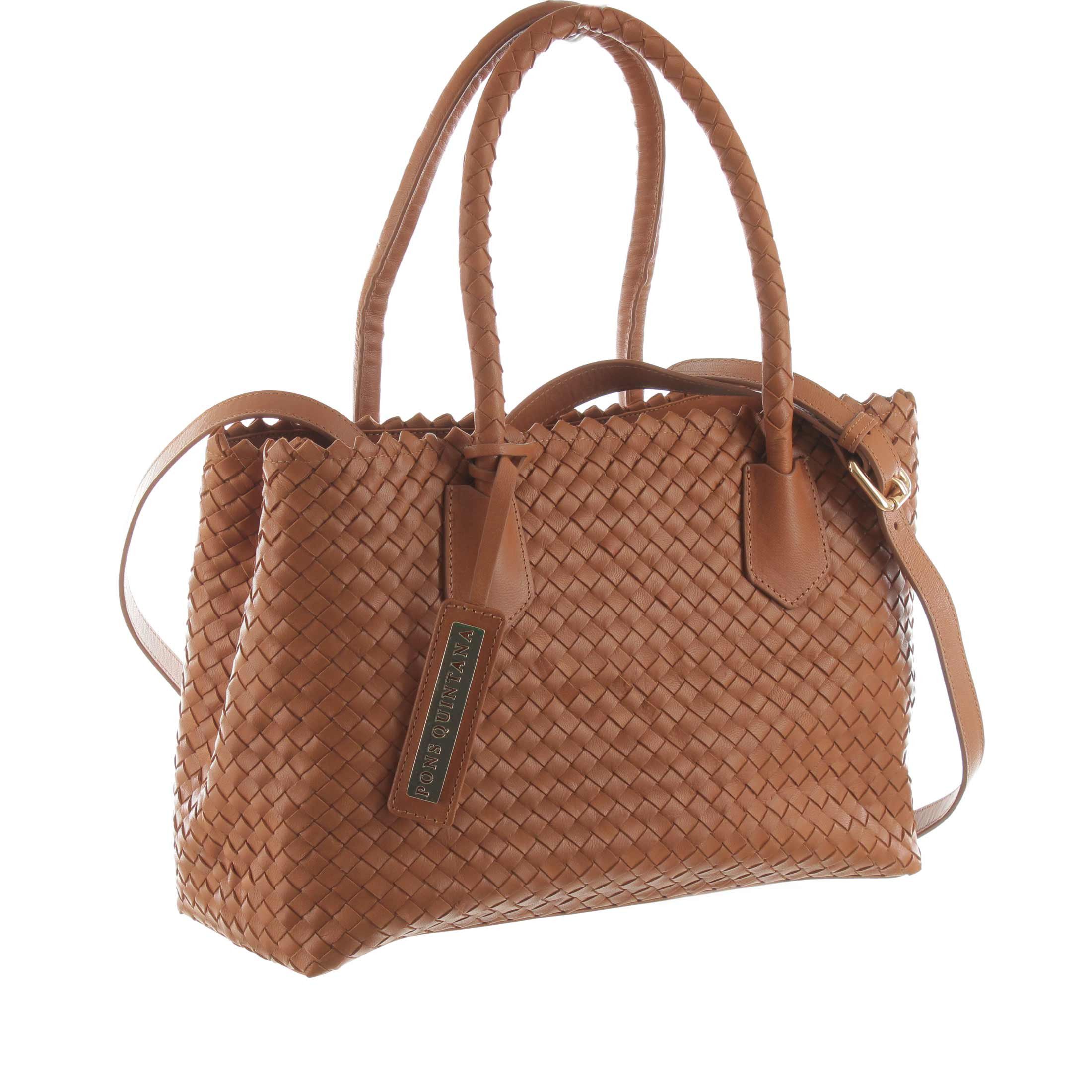 Pons quintana borsa shopping in pelle intrecciata da donna