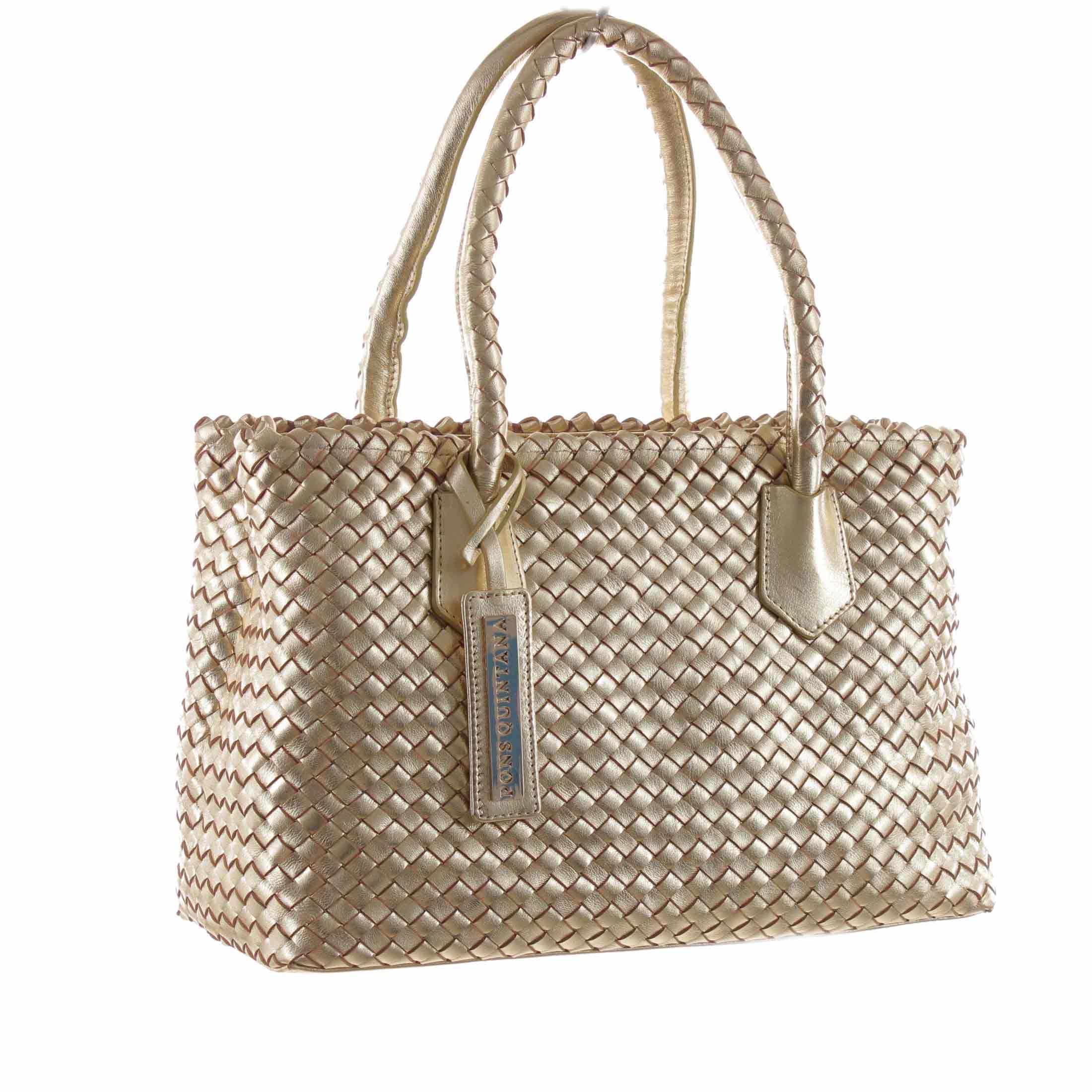 Pons quintana borsa shopping in pelle intrecciata da donna