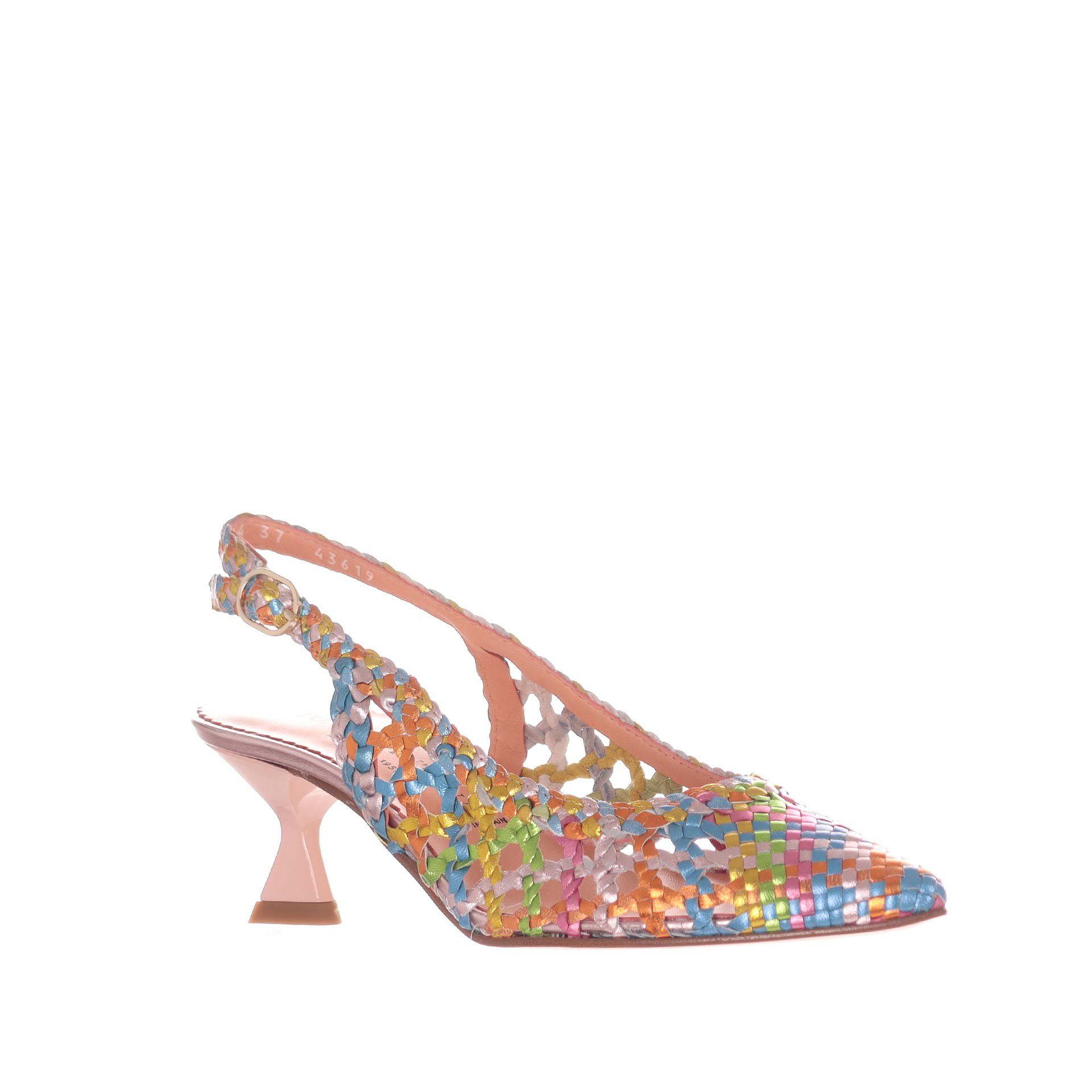 Pons quintana décolleté slingback carol in pelle intrecciata da donna