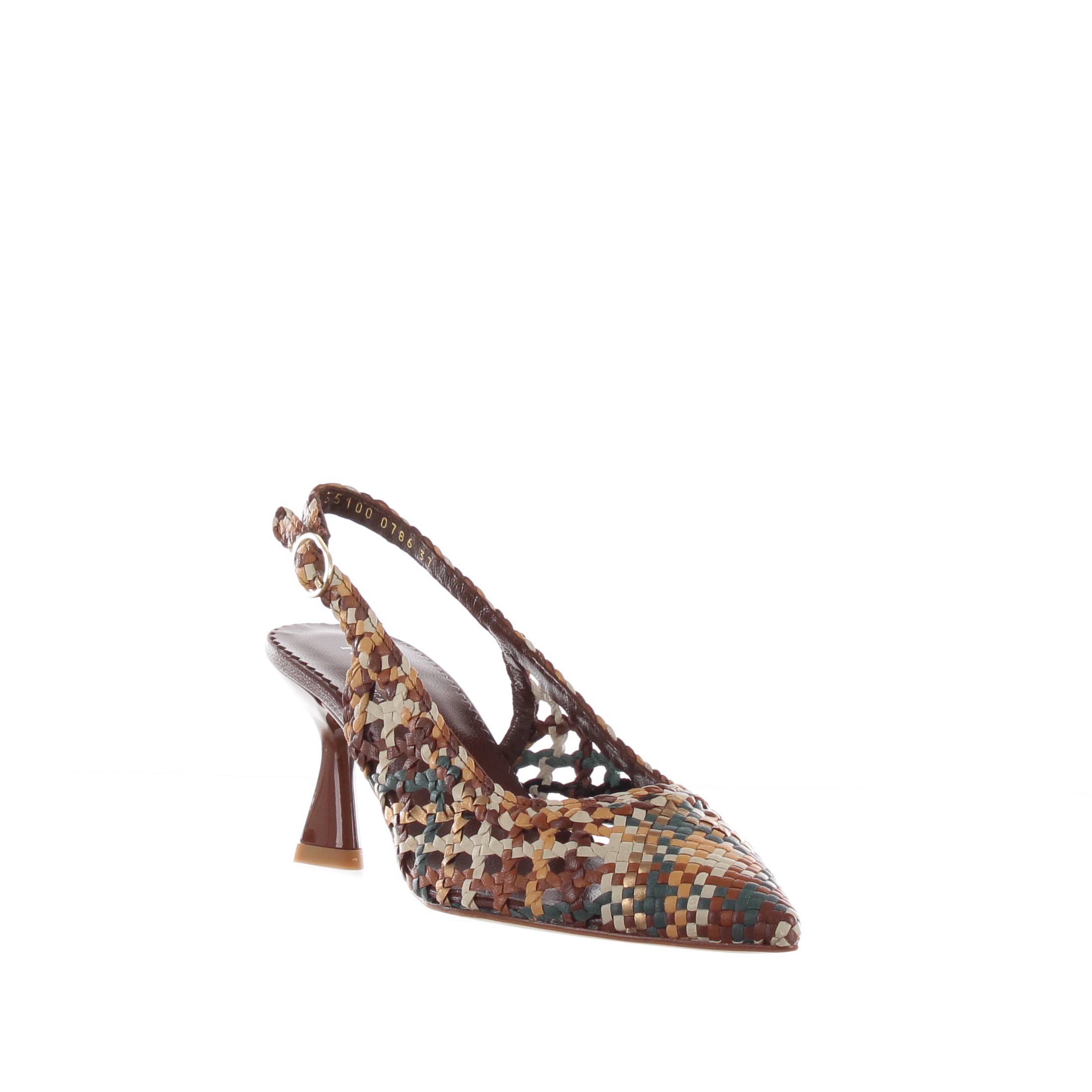 Pons quintana décolleté slingback moritz in pelle intrecciata da donna