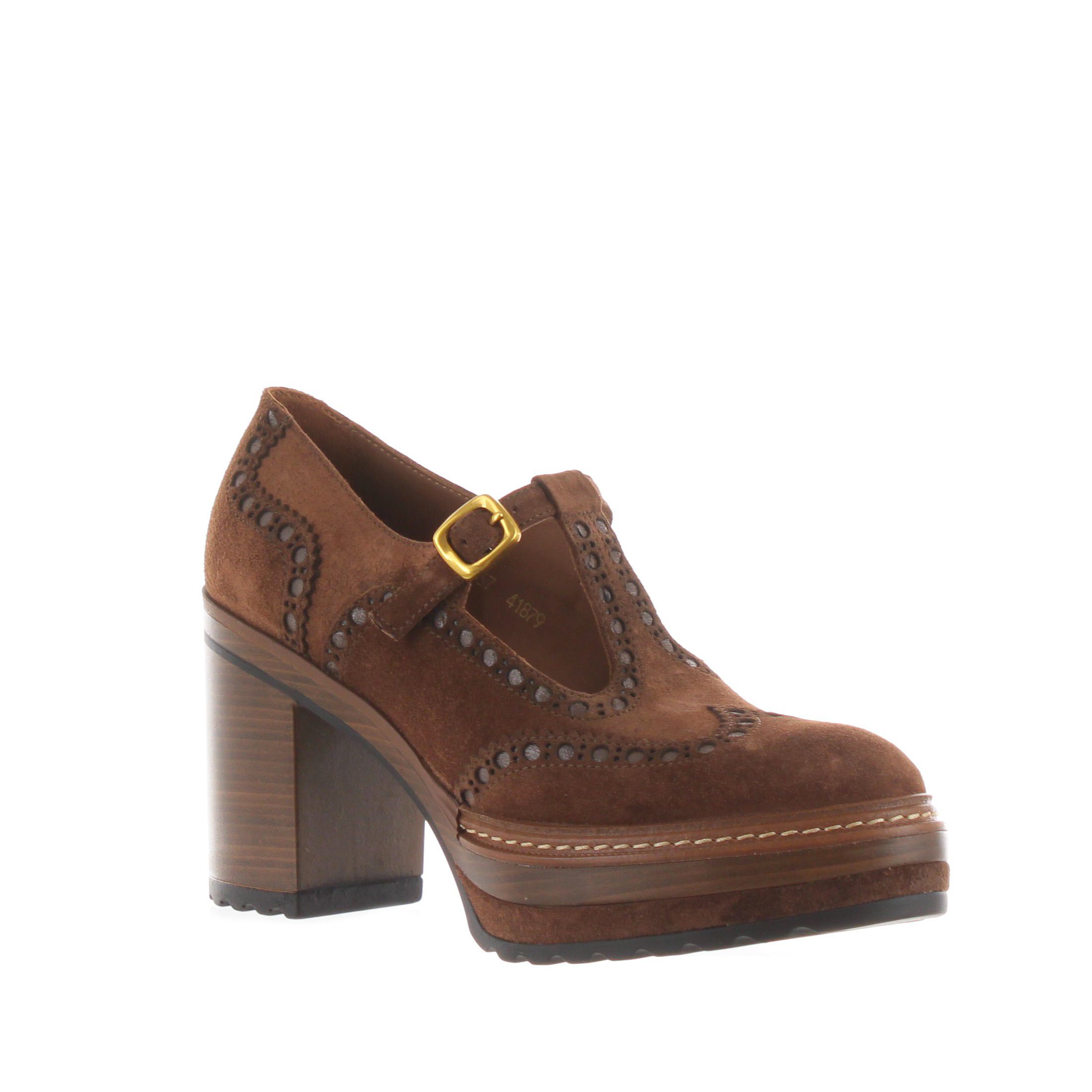 Pons quintana mocassino mary jane in velluto brogue con tacco da donna