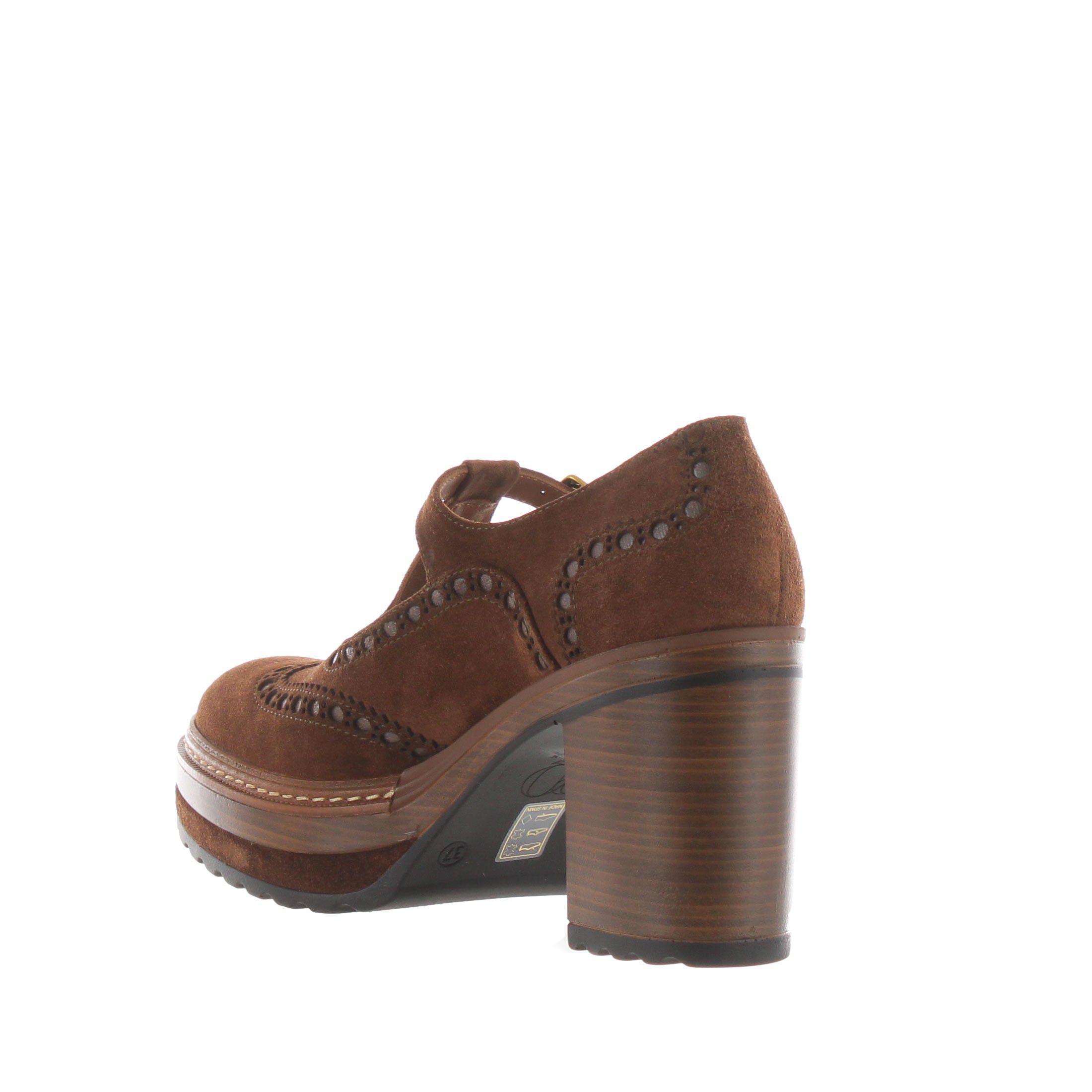 Pons quintana mocassino mary jane in velluto brogue con tacco da donna