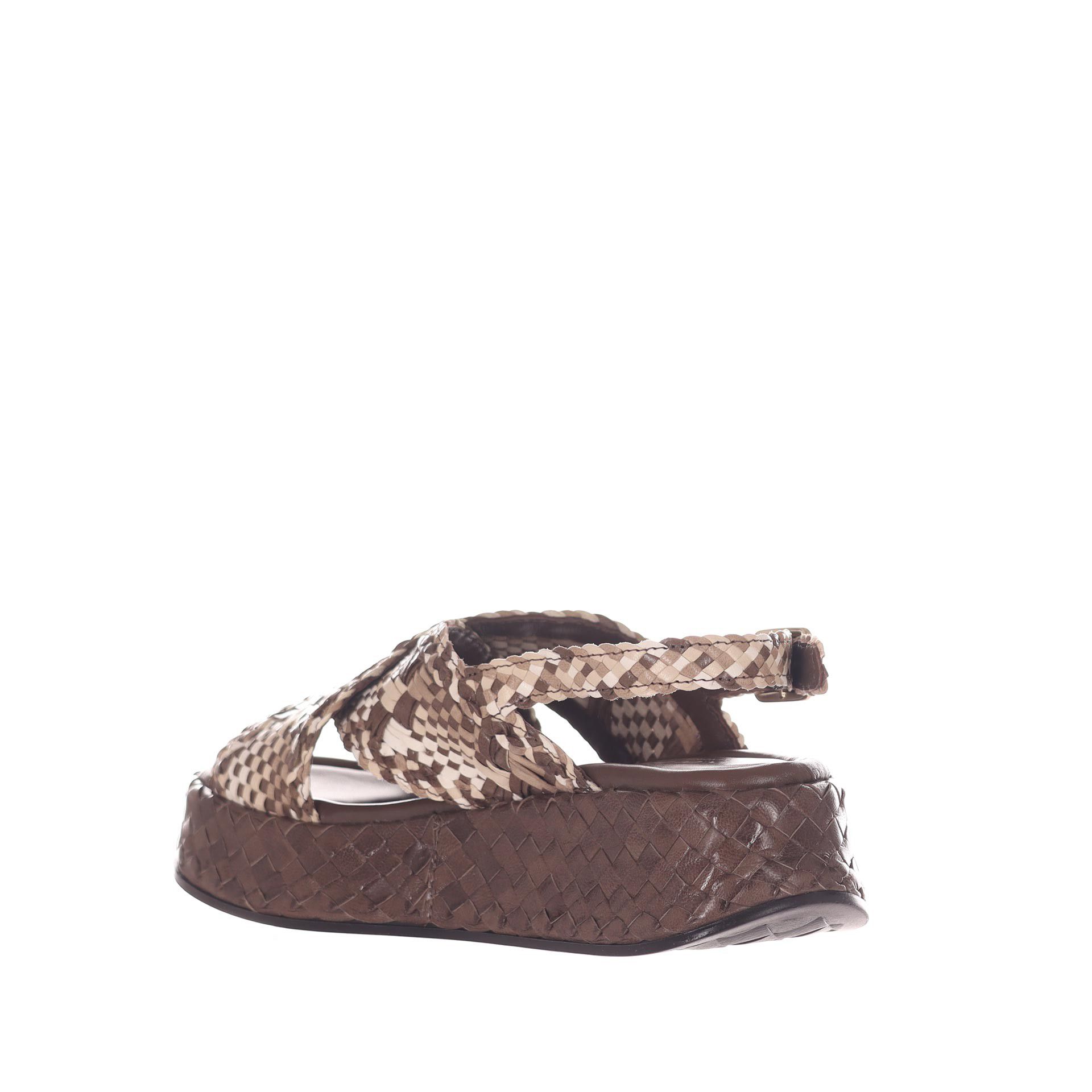 Pons quintana sandalo maui in pelle intrecciata da donna