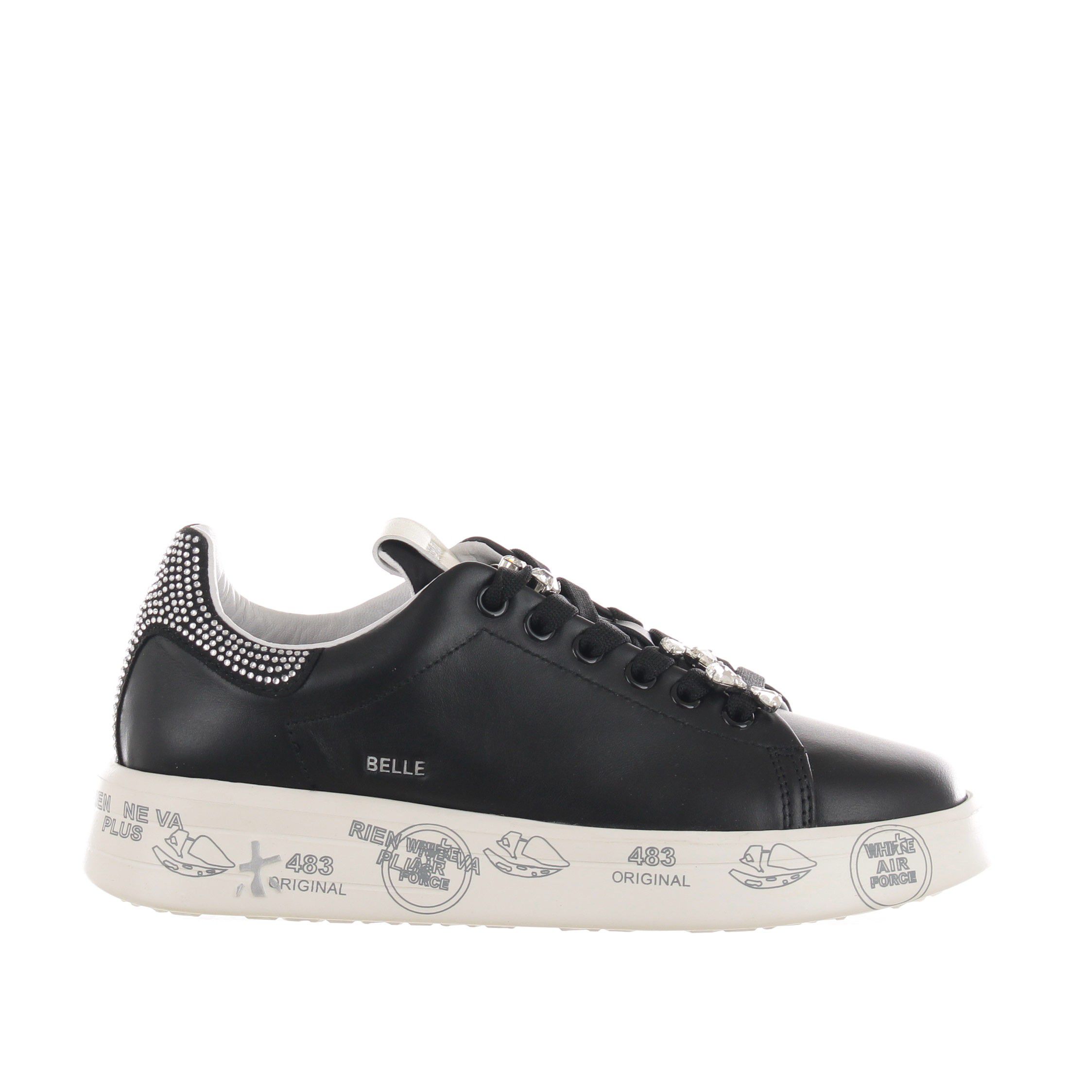 Premiata sneaker belle in pelle con strass da donna