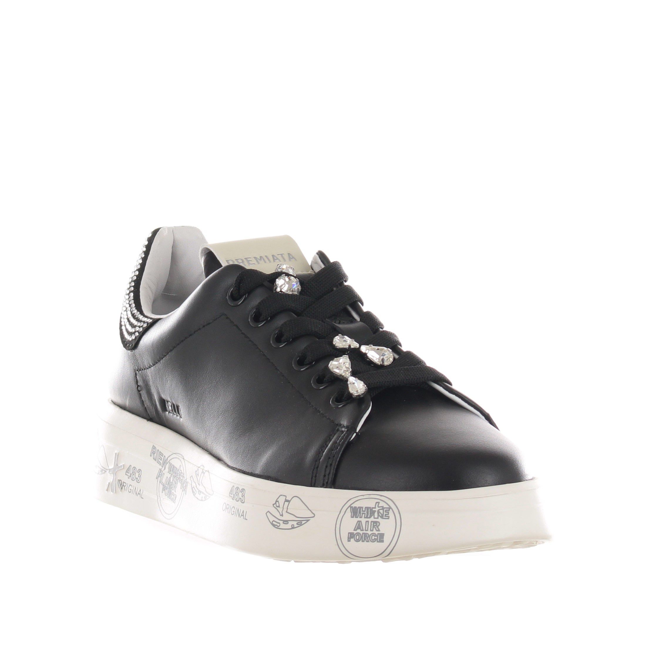 Premiata sneaker belle in pelle con strass da donna