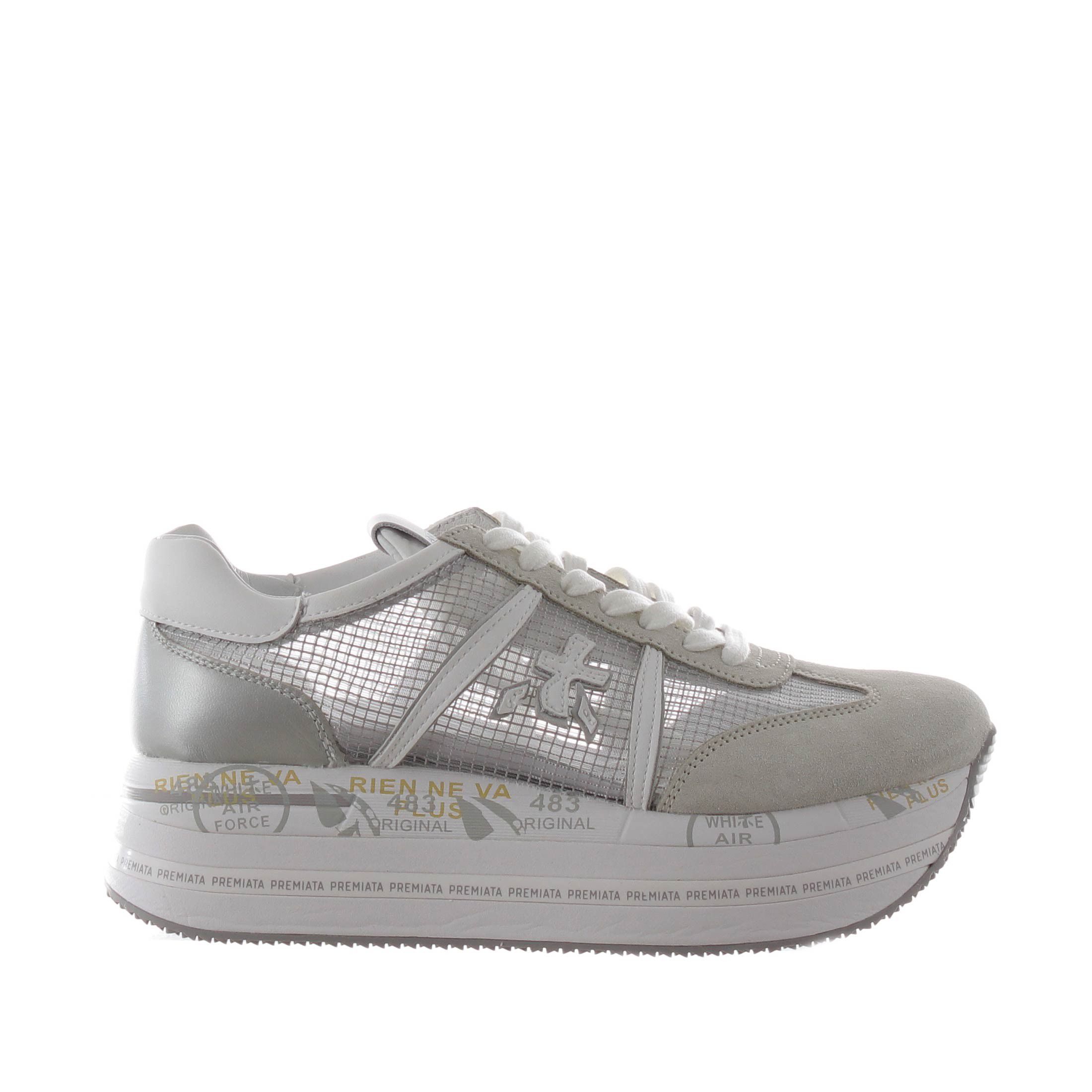 Premiata sneaker in camoscio e nylon a rete da donna