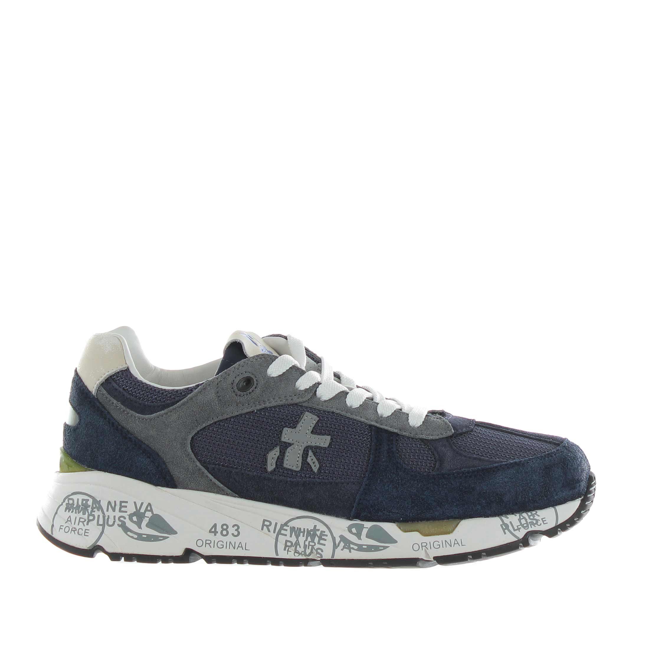 Premiata sneaker in camoscio e nylon a rete da uomo