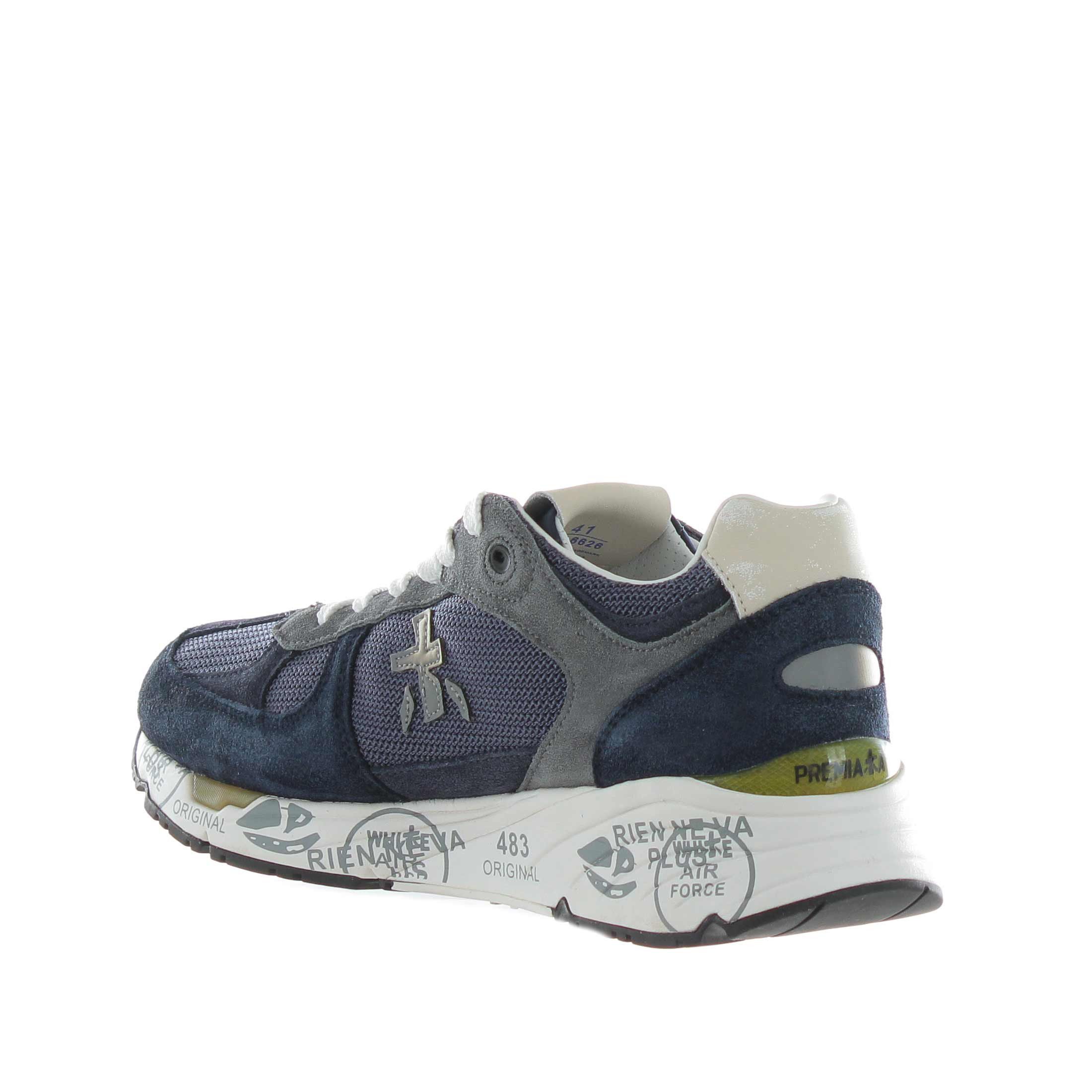 Premiata sneaker in camoscio e nylon a rete da uomo