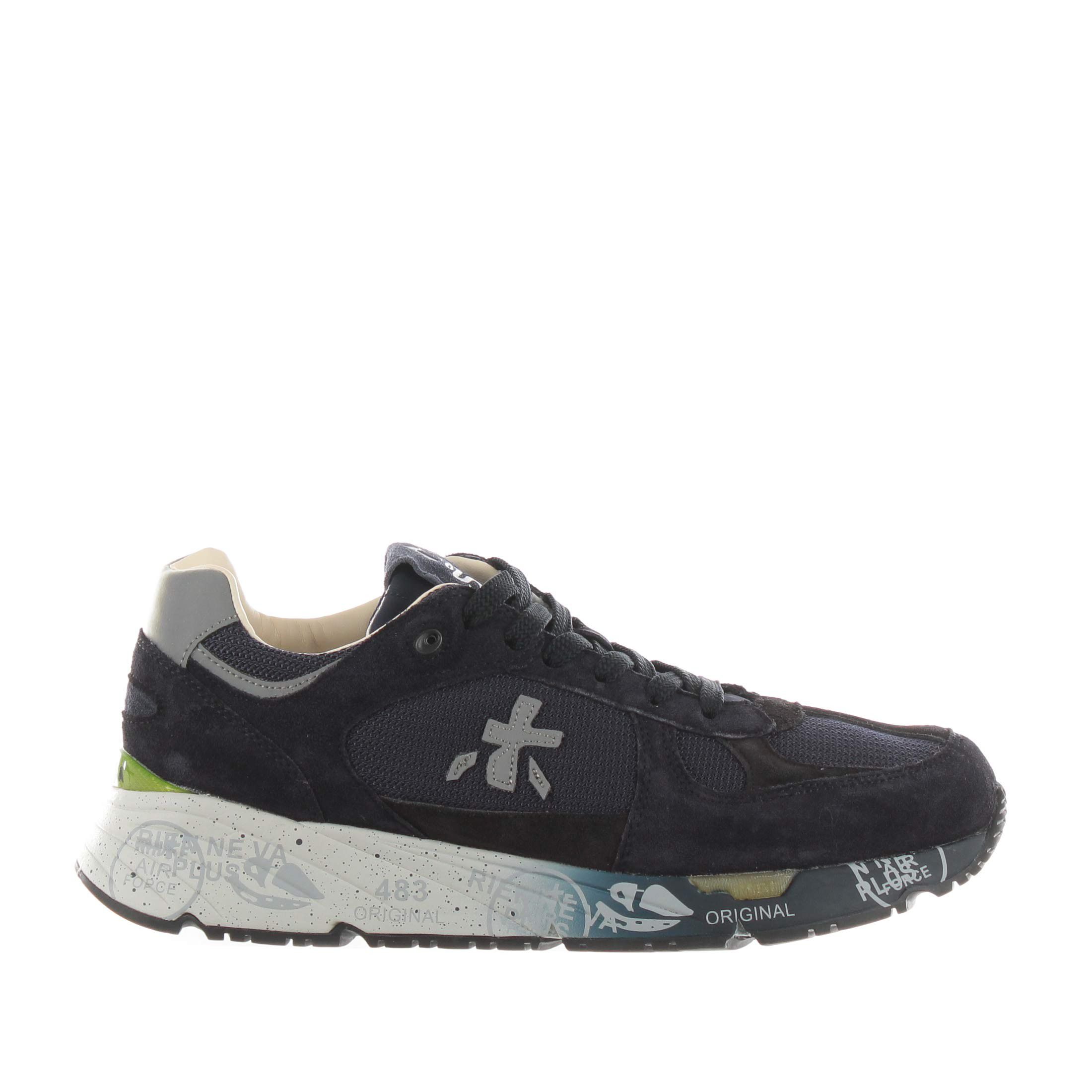 Premiata sneaker in camoscio e nylon a rete da uomo