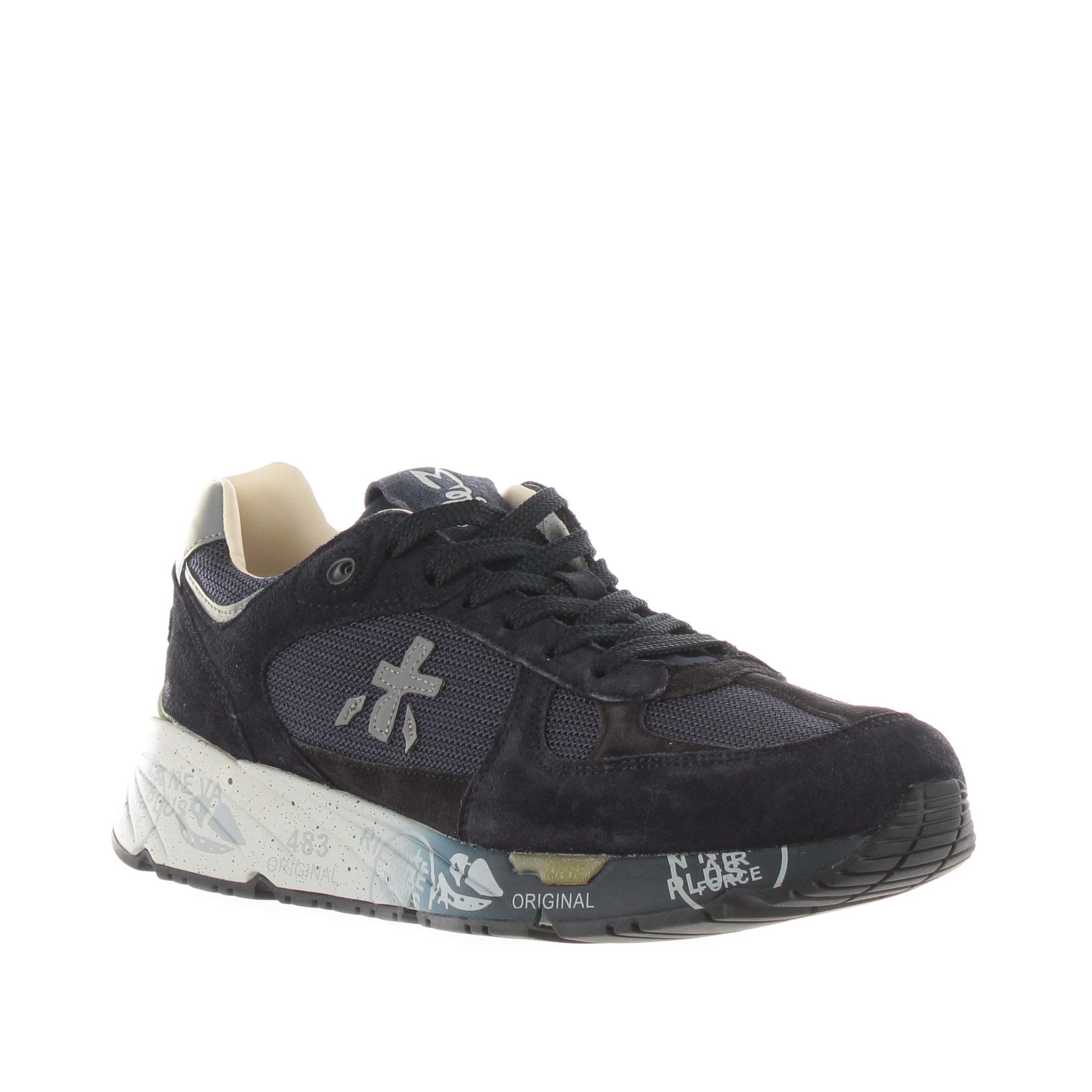 Premiata sneaker in camoscio e nylon a rete da uomo