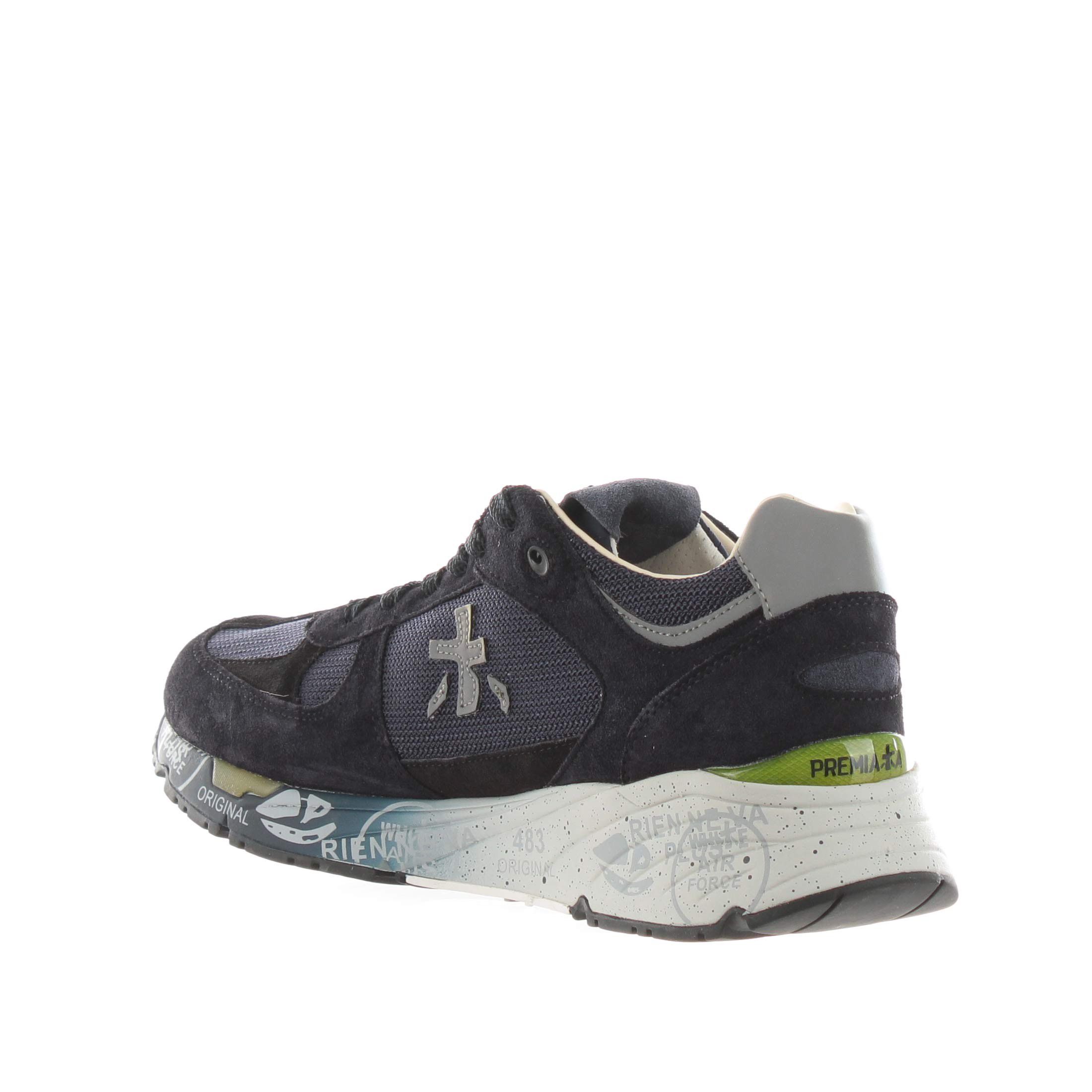 Premiata sneaker in camoscio e nylon a rete da uomo