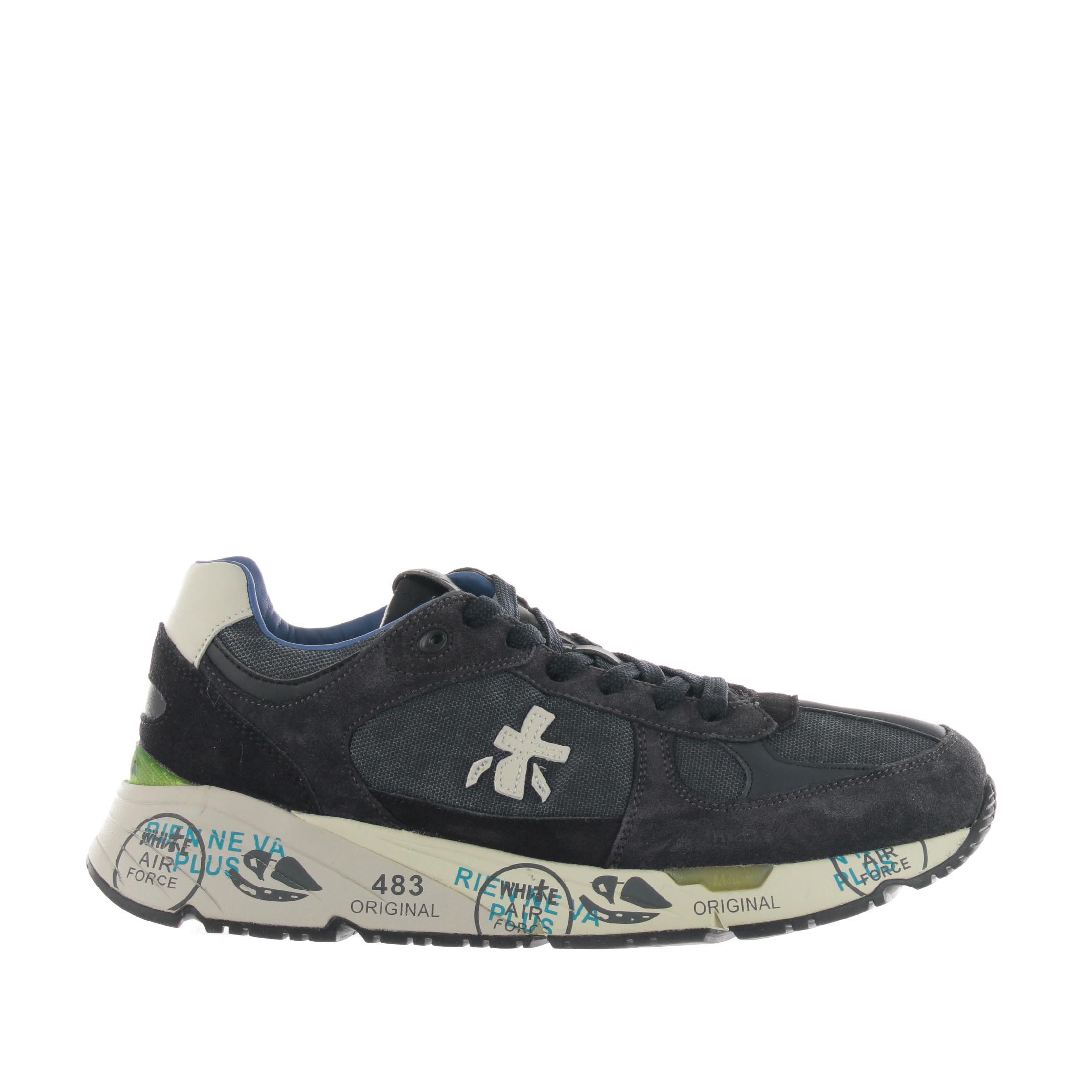 Premiata sneaker in camoscio e nylon a rete da uomo