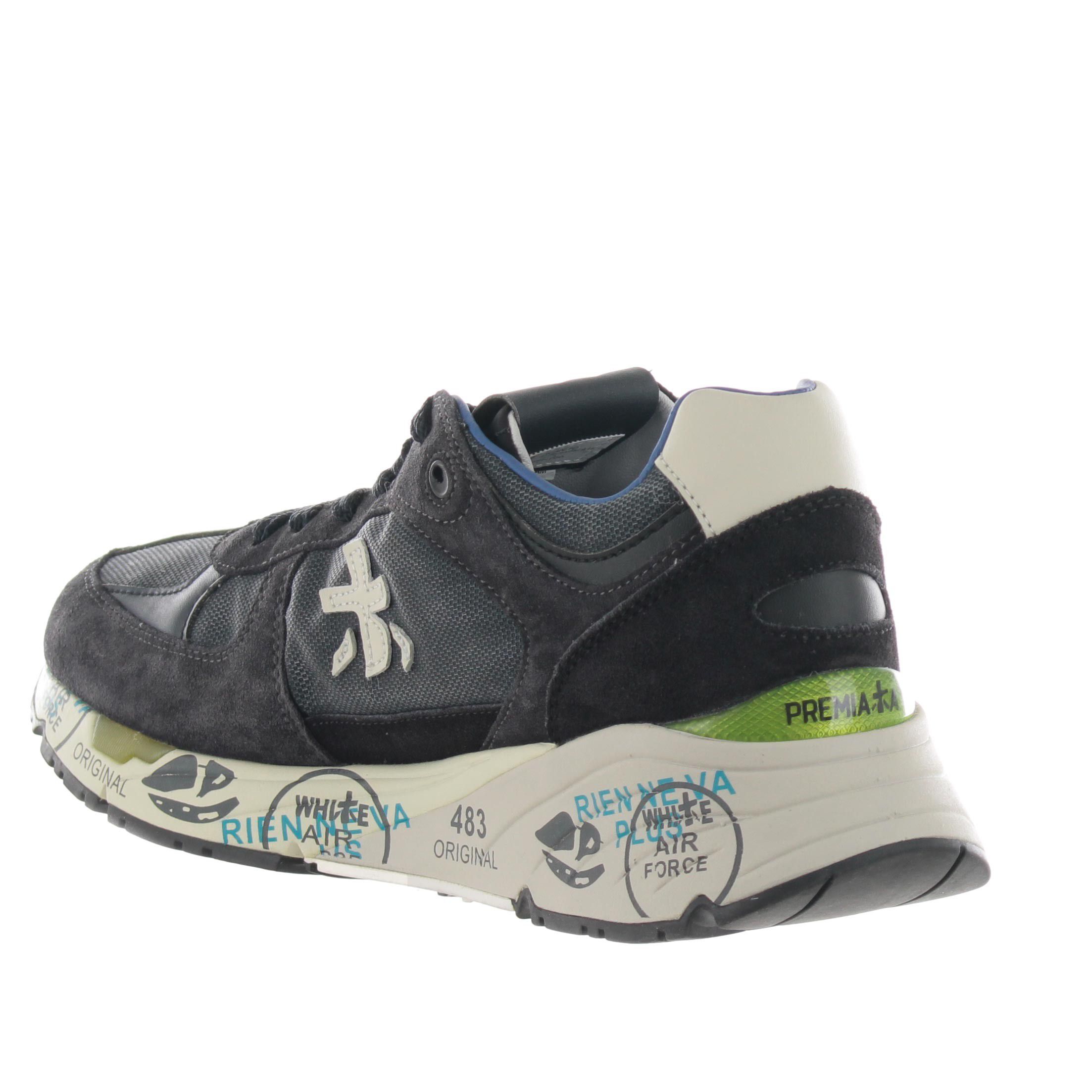Premiata sneaker in camoscio e nylon a rete da uomo
