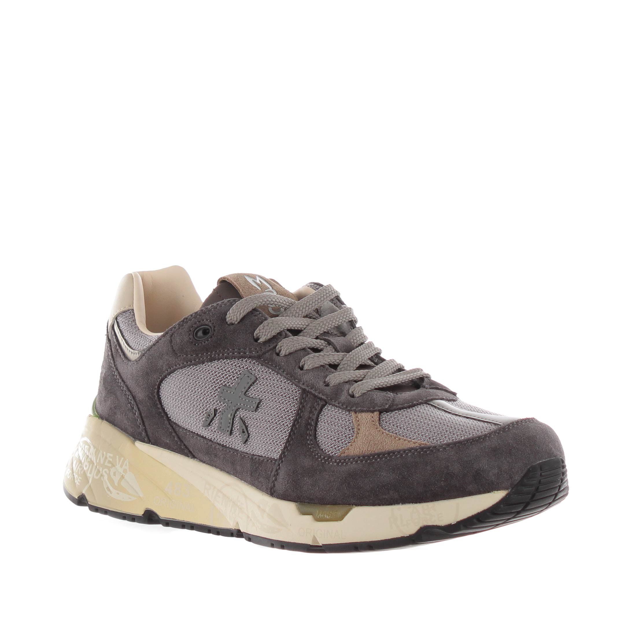 Premiata sneaker in camoscio e nylon a rete da uomo