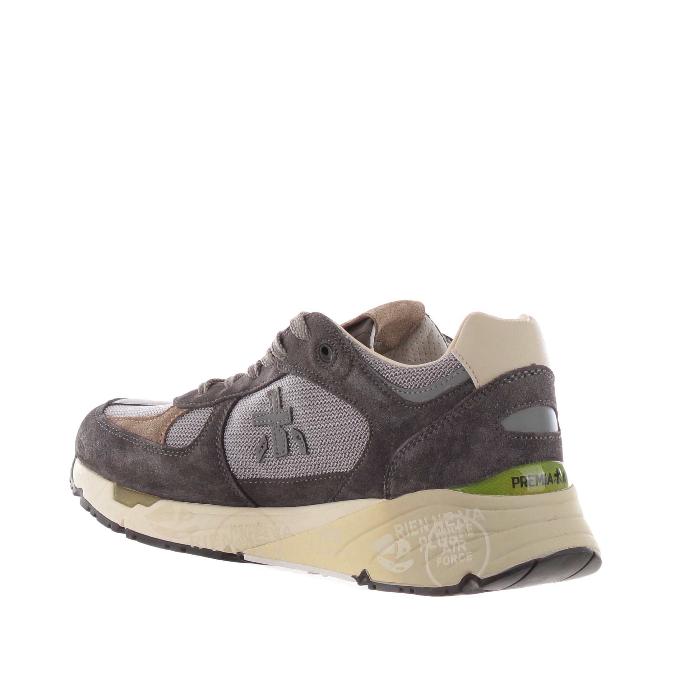 Premiata sneaker in camoscio e nylon a rete da uomo