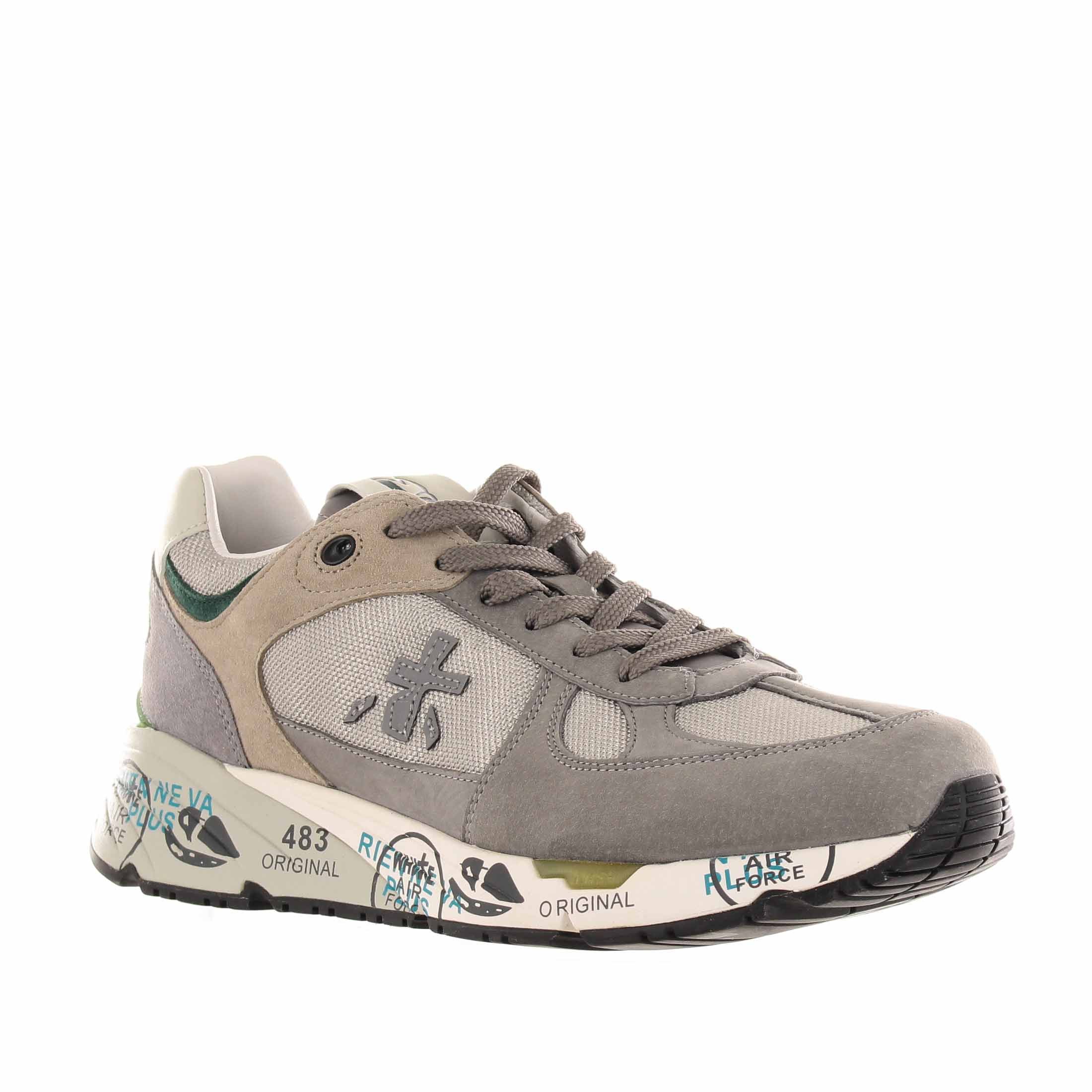 Premiata sneaker in camoscio e nylon a rete da uomo