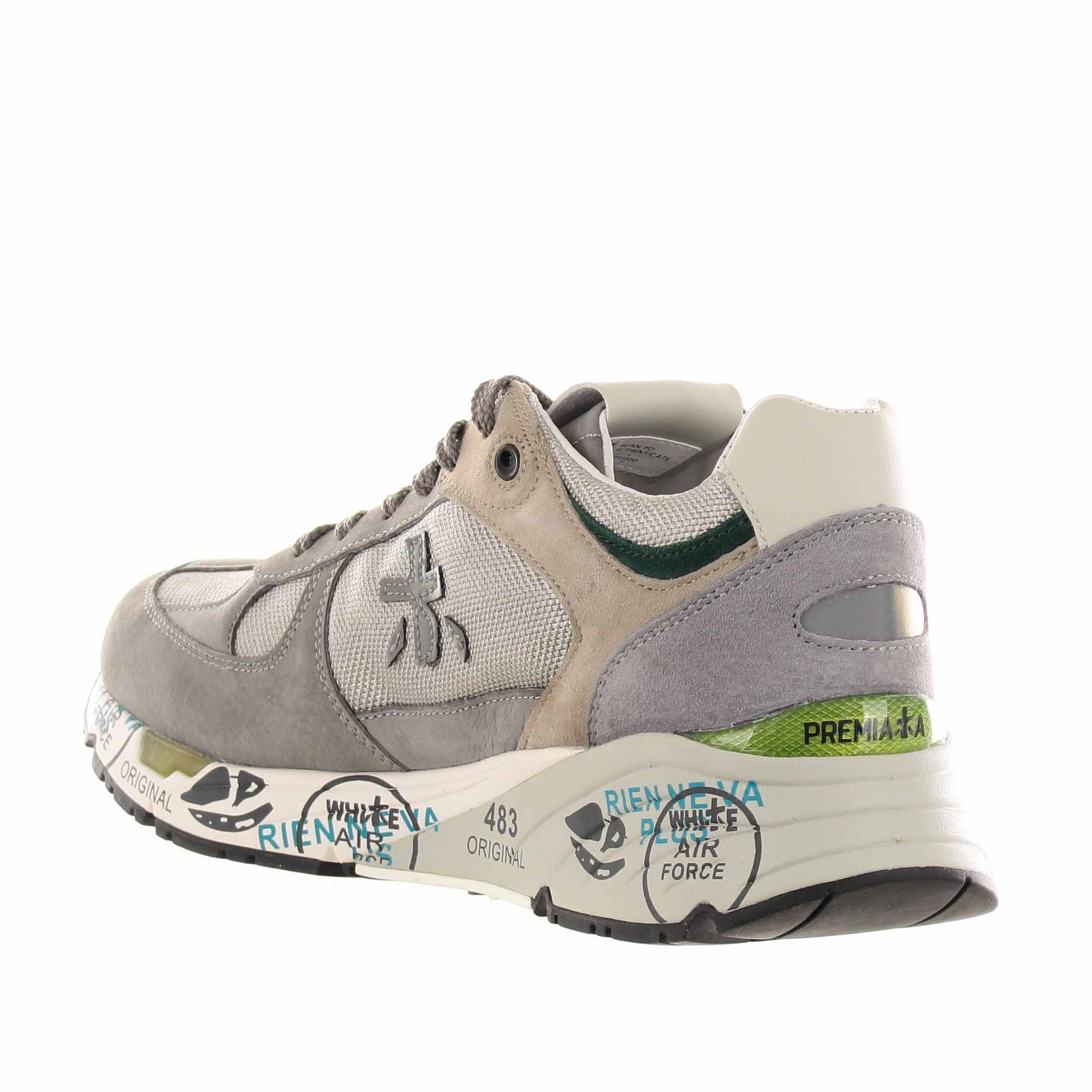 Premiata sneaker in camoscio e nylon a rete da uomo