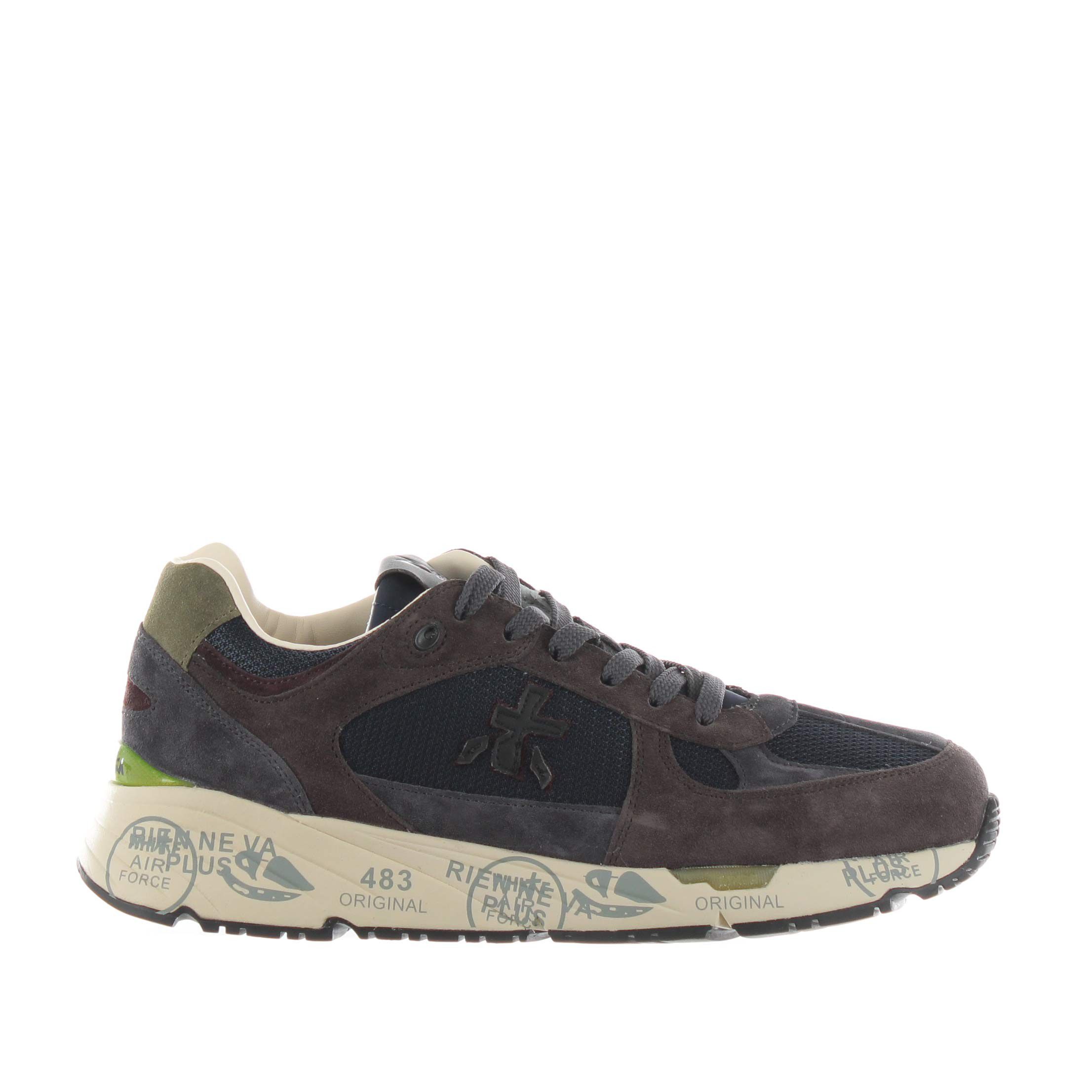 Premiata sneaker in camoscio e nylon a rete da uomo