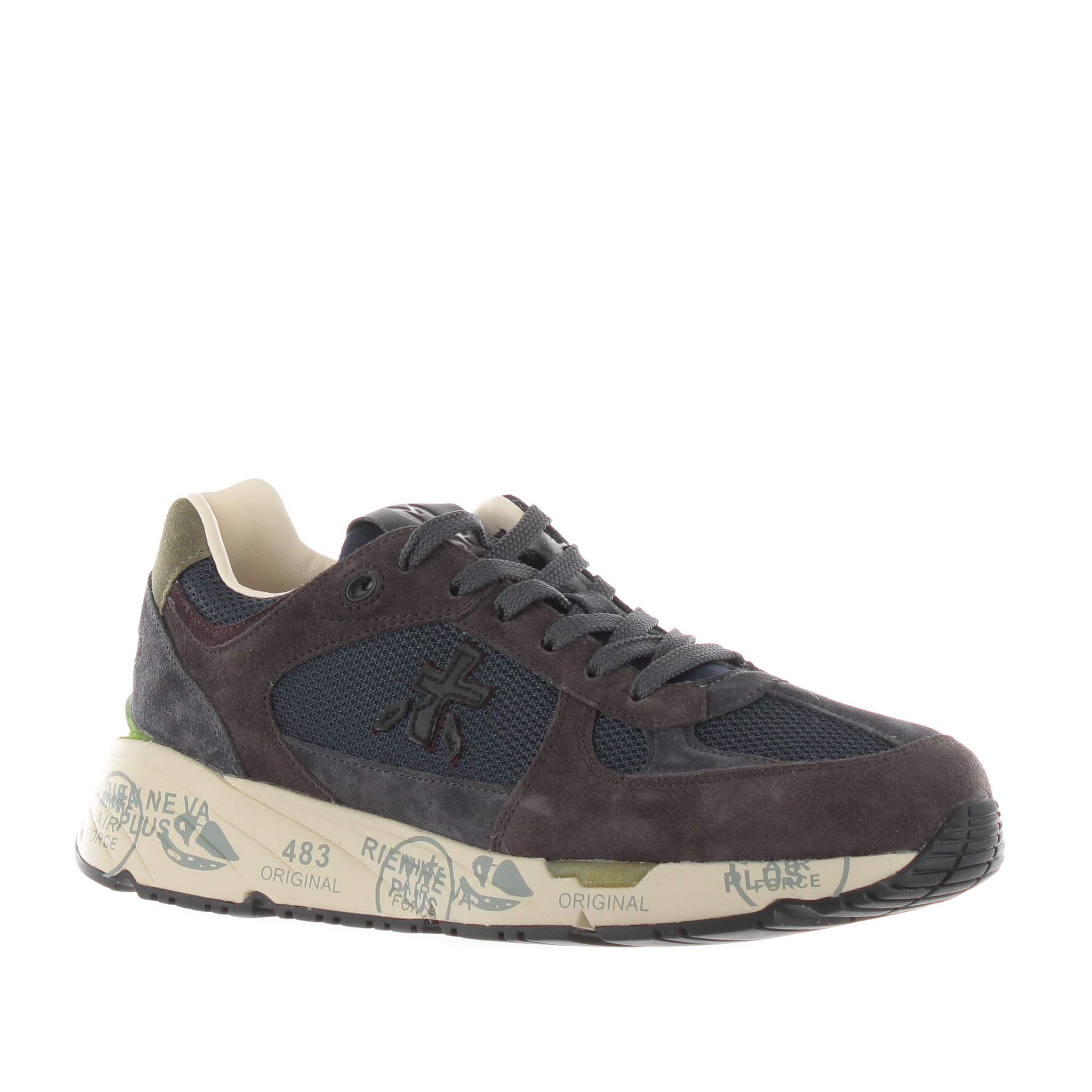 Premiata sneaker in camoscio e nylon a rete da uomo