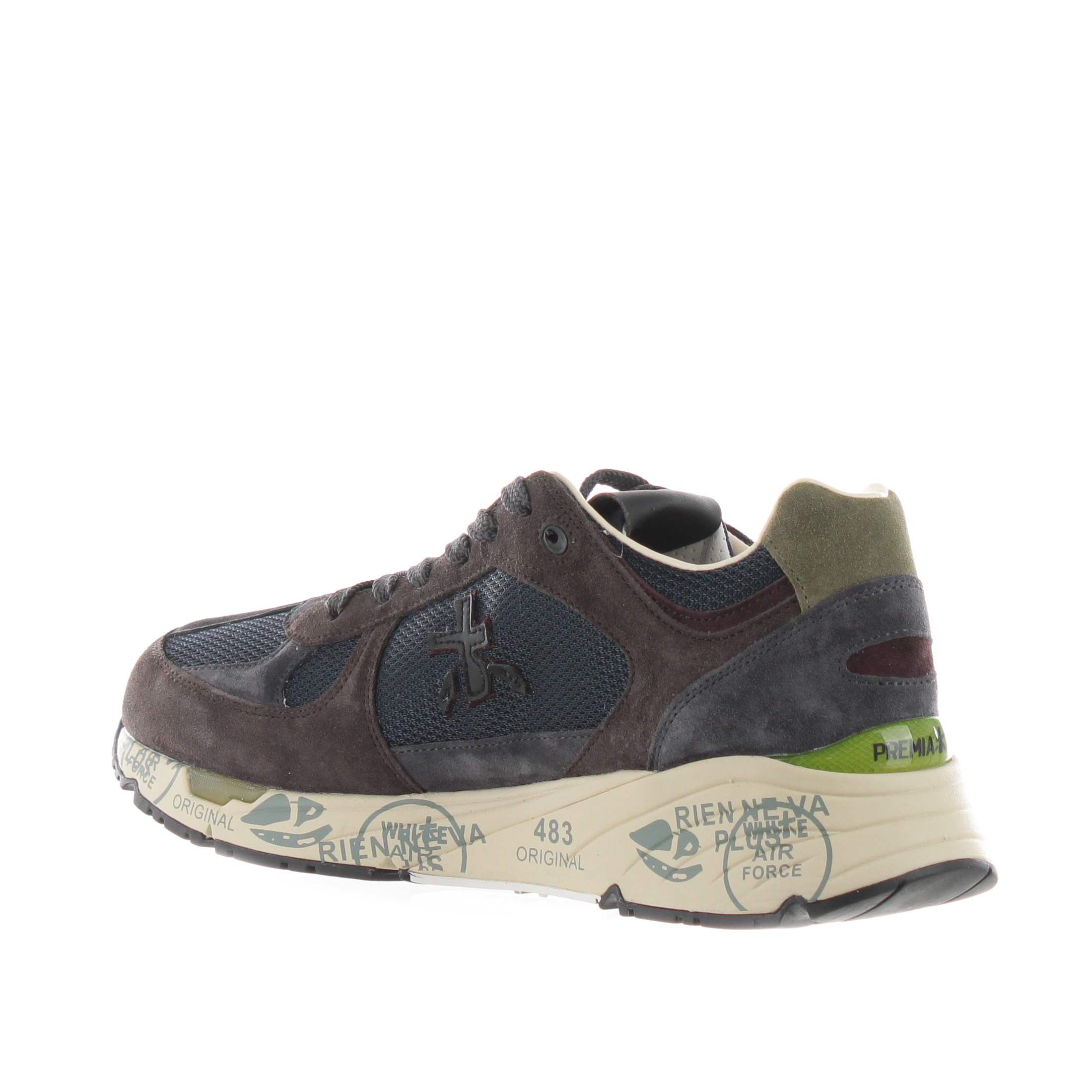 Premiata sneaker in camoscio e nylon a rete da uomo