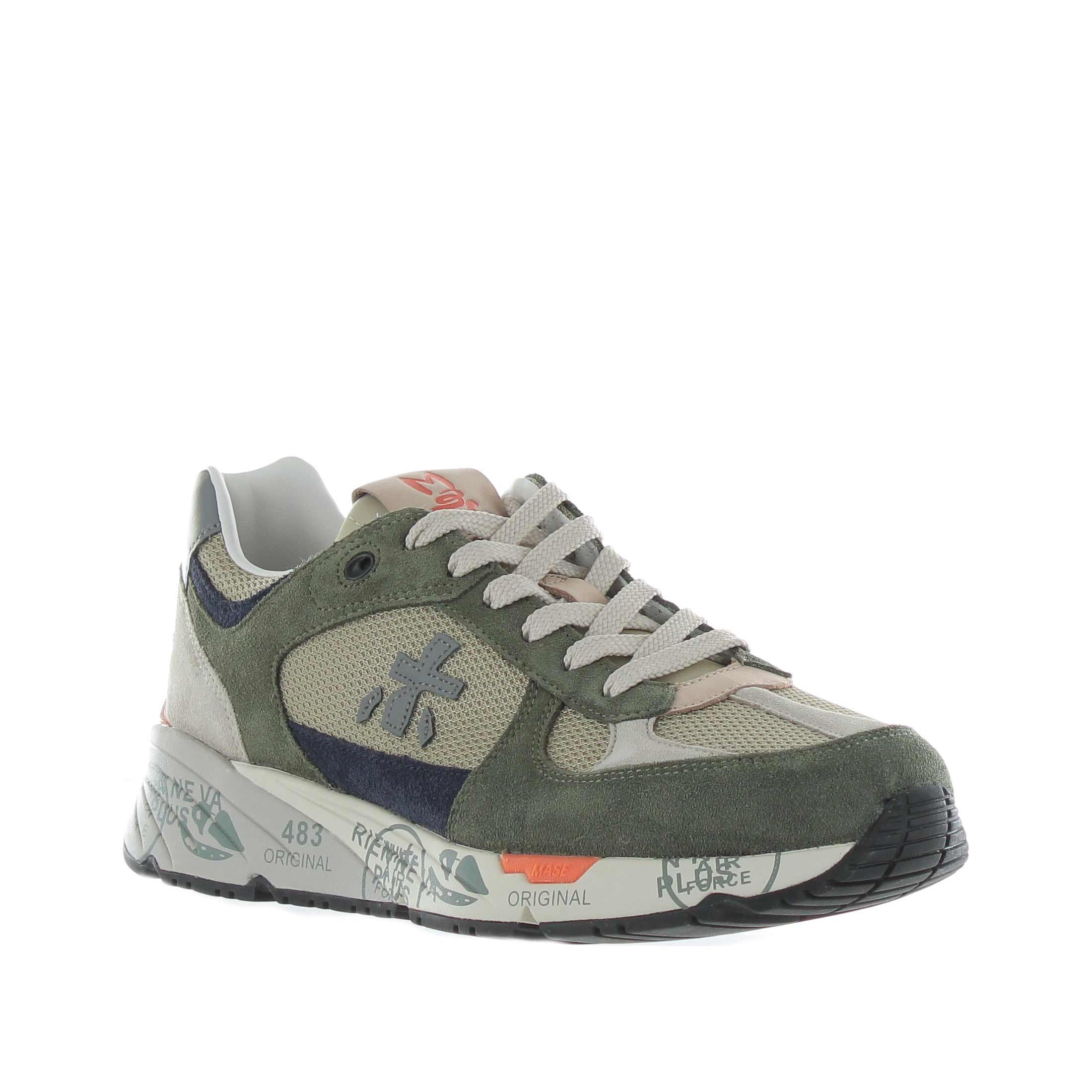 Premiata sneaker in camoscio e nylon a rete da uomo