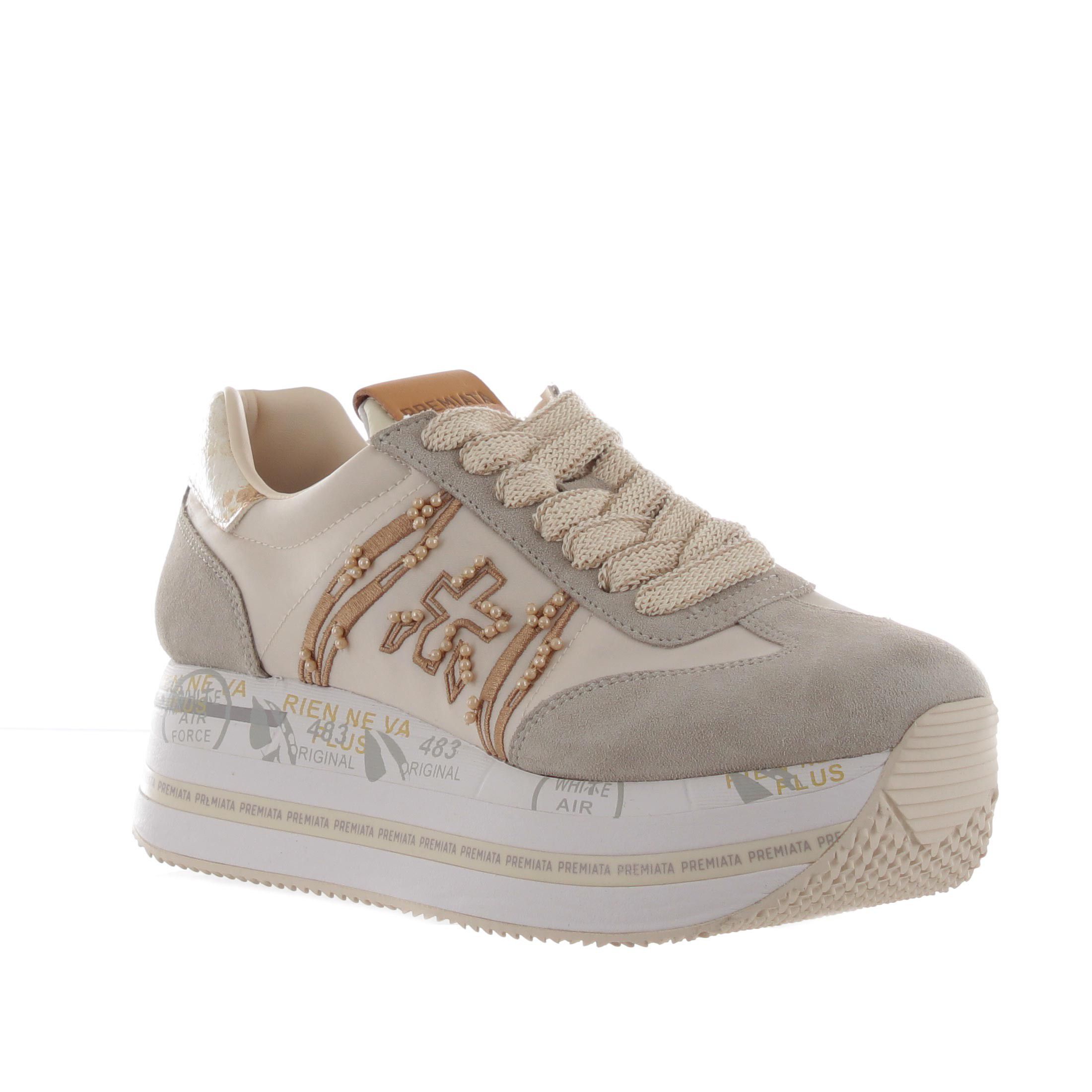Premiata sneaker in camoscio e nylon da donna