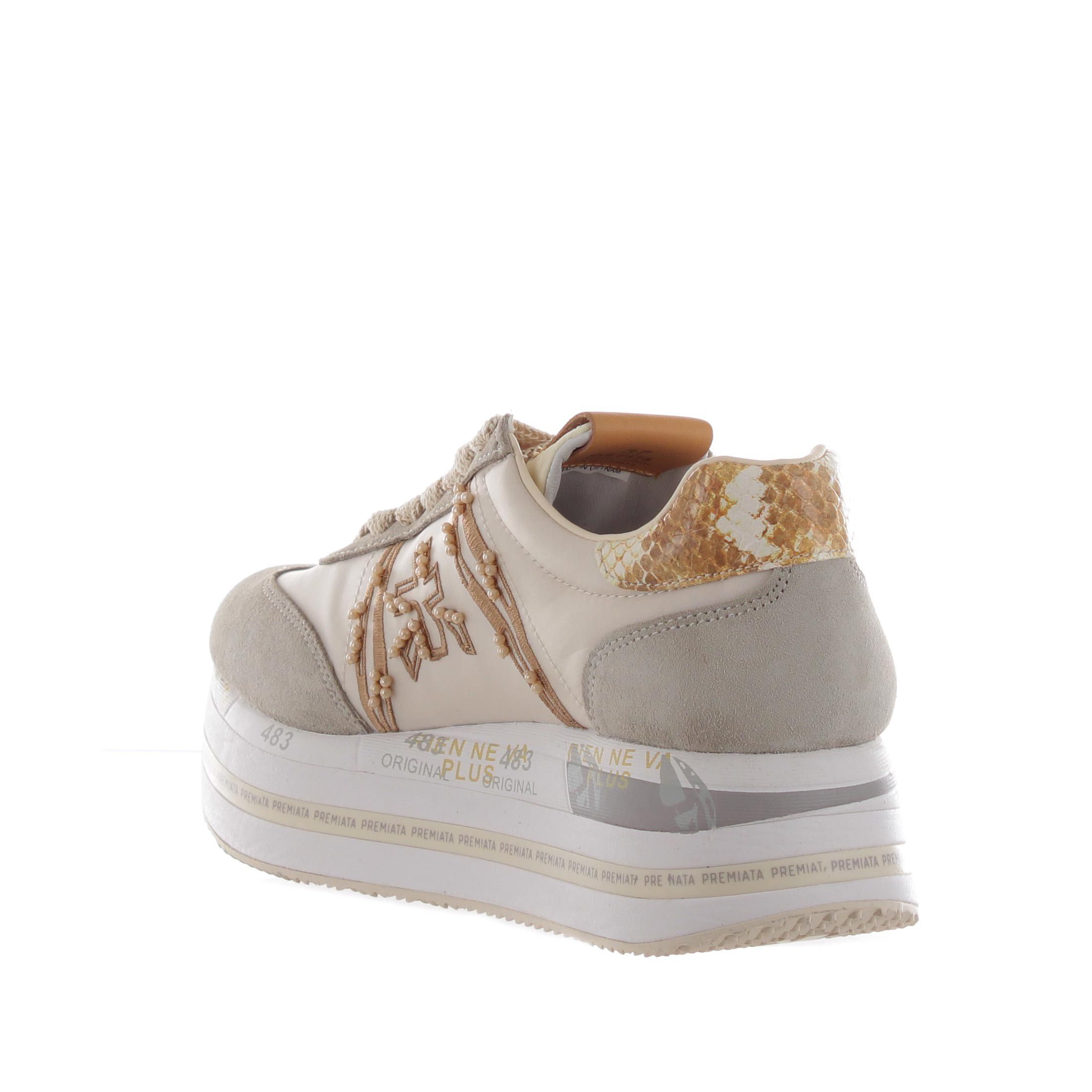 Premiata sneaker in camoscio e nylon da donna