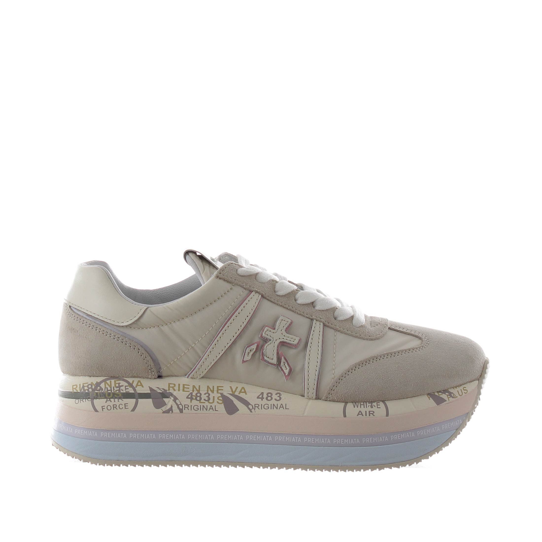 Premiata sneaker in camoscio e nylon da donna