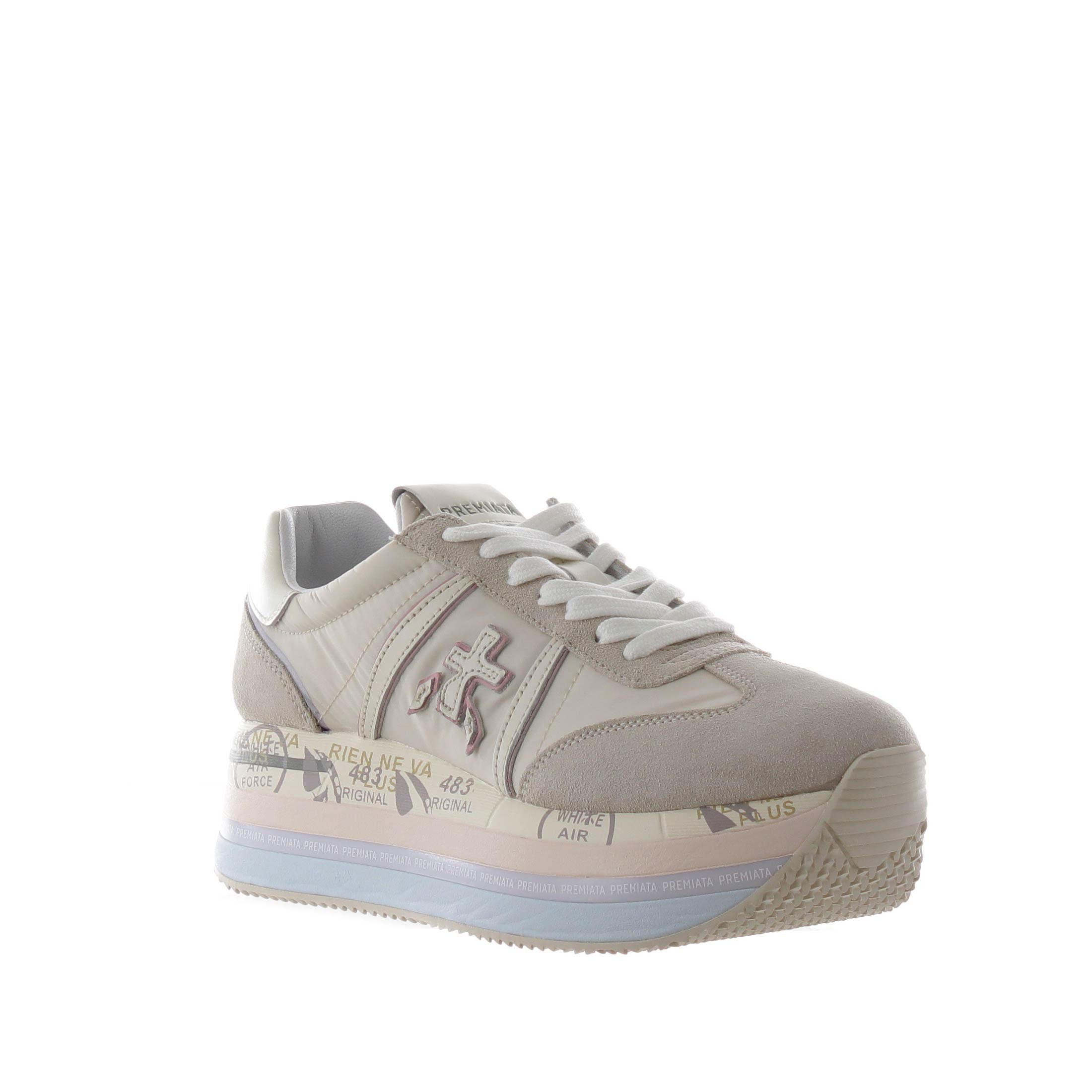 Premiata sneaker in camoscio e nylon da donna