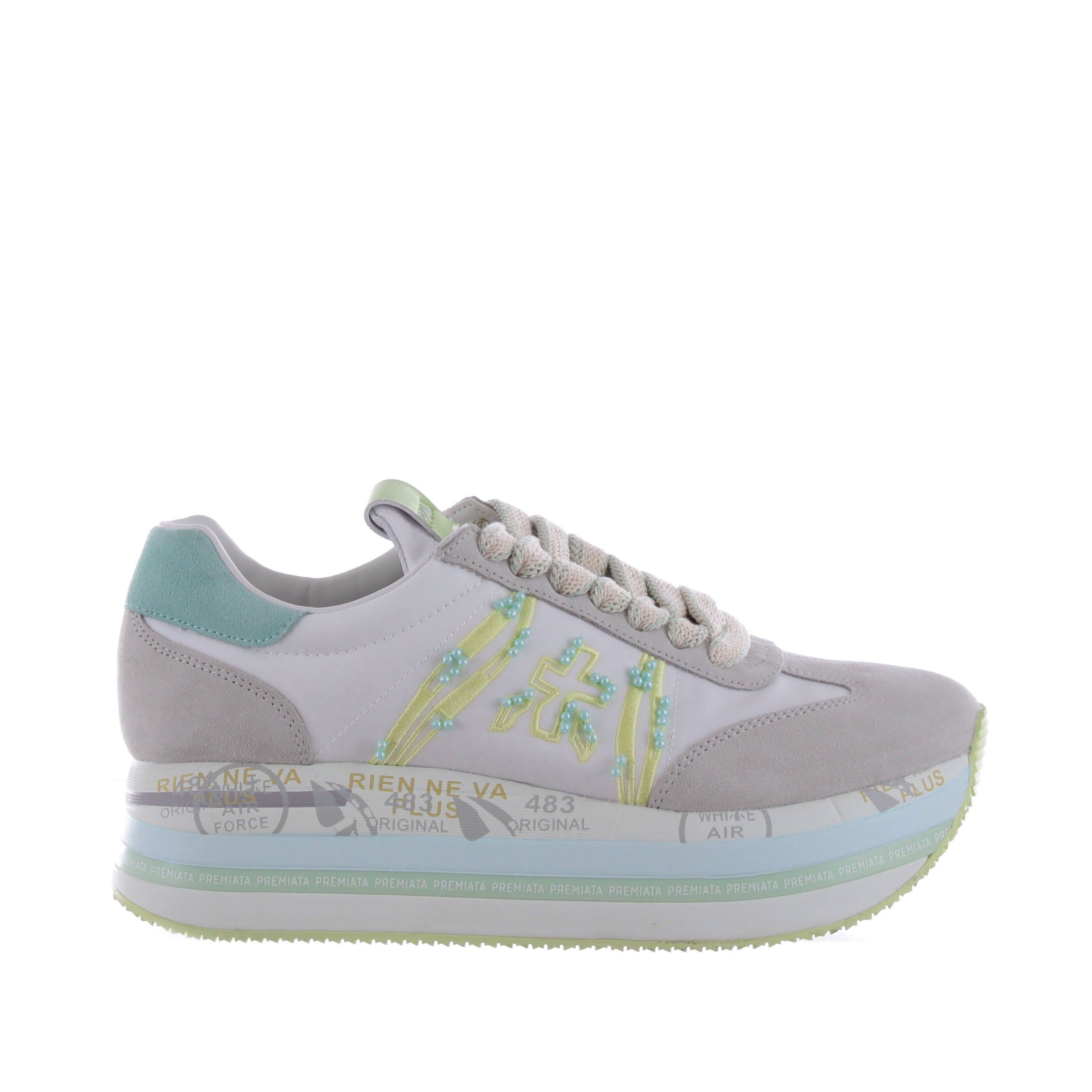 Premiata sneaker in camoscio e nylon da donna